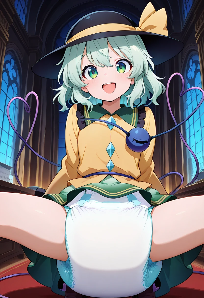 super girl elementary school student, masterpiece, highest quality, abstract, psychedelic, neon, (honeycomb pattern), (creative:1.3), fantasy 00d、green hair、bob cut with trimmed ends、flat ?????、thin ??????、belly button、white cloak with pink pattern、pointed ???????、white panties、(((squat)))、transparent clothes、((?????????? drips from the ??????))、(((????????????)))、((Look up with your mouth wide open))、stick out tongue、surprised eyes、white beret、puddle at your feet、Trembling with ?????????????、A lot of pink hearts pop out from the ??????..、~ side、protruding ?????、(((Insert magic wand in ?????)))、Enhance contrast、sharp lines、Extremely precise depiction