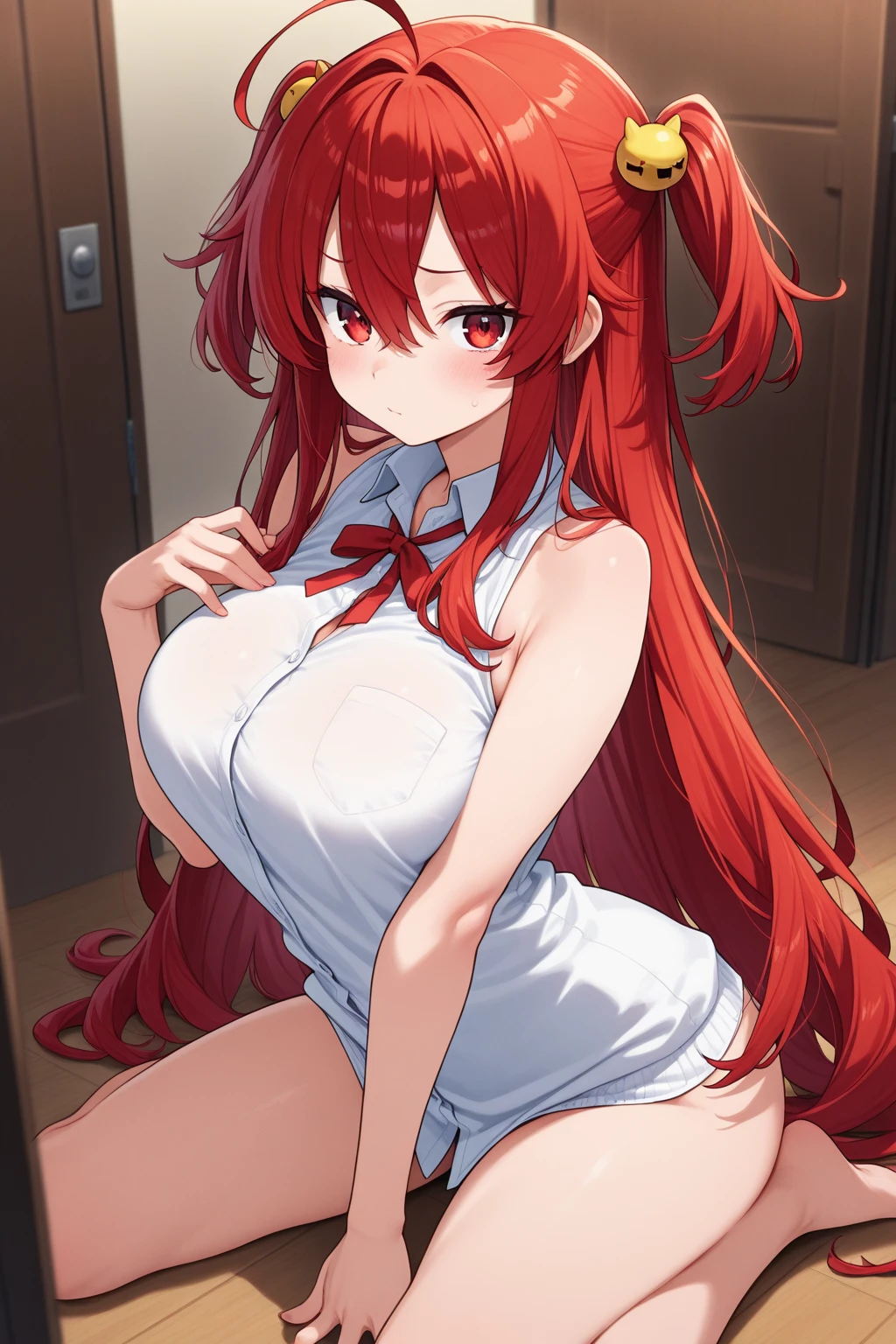 score_9, score_8_up, score_7_up, score_6_up, score_5_up, score_4_up , source_anime , best quality, masterpiece, 1girl , crotch focus, ,completely nude,hetero ,itsuki nakano, bangs, long hair, blue eyes, hair between eyes, ahoge, red hair, star \(symbol\), hair ornament, star hair ornament, blush, embarrassed, open mouth, doggy position,standing, ,nipple,large breast, spread legs ,virginal, sex from behind,,