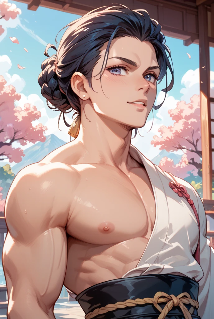 Masterpiece,very aesthetic,1boy((,zhongli)),solo,long hair in low ponytail,yellow gold eyes,male_focus,mature  male,face_focus,nude,nipples,penis,narrow_waist,gentle,wise,bangs,nsfw
BREAK 
illustrated by (guweiz:0.5) and (dsmile:0.35),cel shading,slim face,masamune shiro, casimir art
BREAK 
fantasy chinese bedroom,undressing,sultry,detailed key anime art,  depth of field, cinematic lighting, ray tracing, UHD, high details, high quality, award winning, super detail, (best quality,4k,8k,highres,masterpiece:1.2)