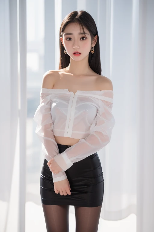 Raw photo, 1 girl, incredibly absurd, 30 years old, beautiful girl, (cute), (medium hair), photo shoot, realistic, written boundary depth, High resolution, Super detailed, delicate, very detailed, highly detailed eyes and face, sharp pupils, Realistic OL, sharp focus, LED lighting, Eye and face details, (white sheer blouse、ベージュのmicro mini skirt、white panties、Panty shot), cowboy shot full body, (wind lift:1.6), camel toe, pick up fallen documents, captivating gaze, inner thigh, (Big breasts that are about to burst), close, perfect body、micro mini skirt、white panties、Panty shot、wet body、Plump body
