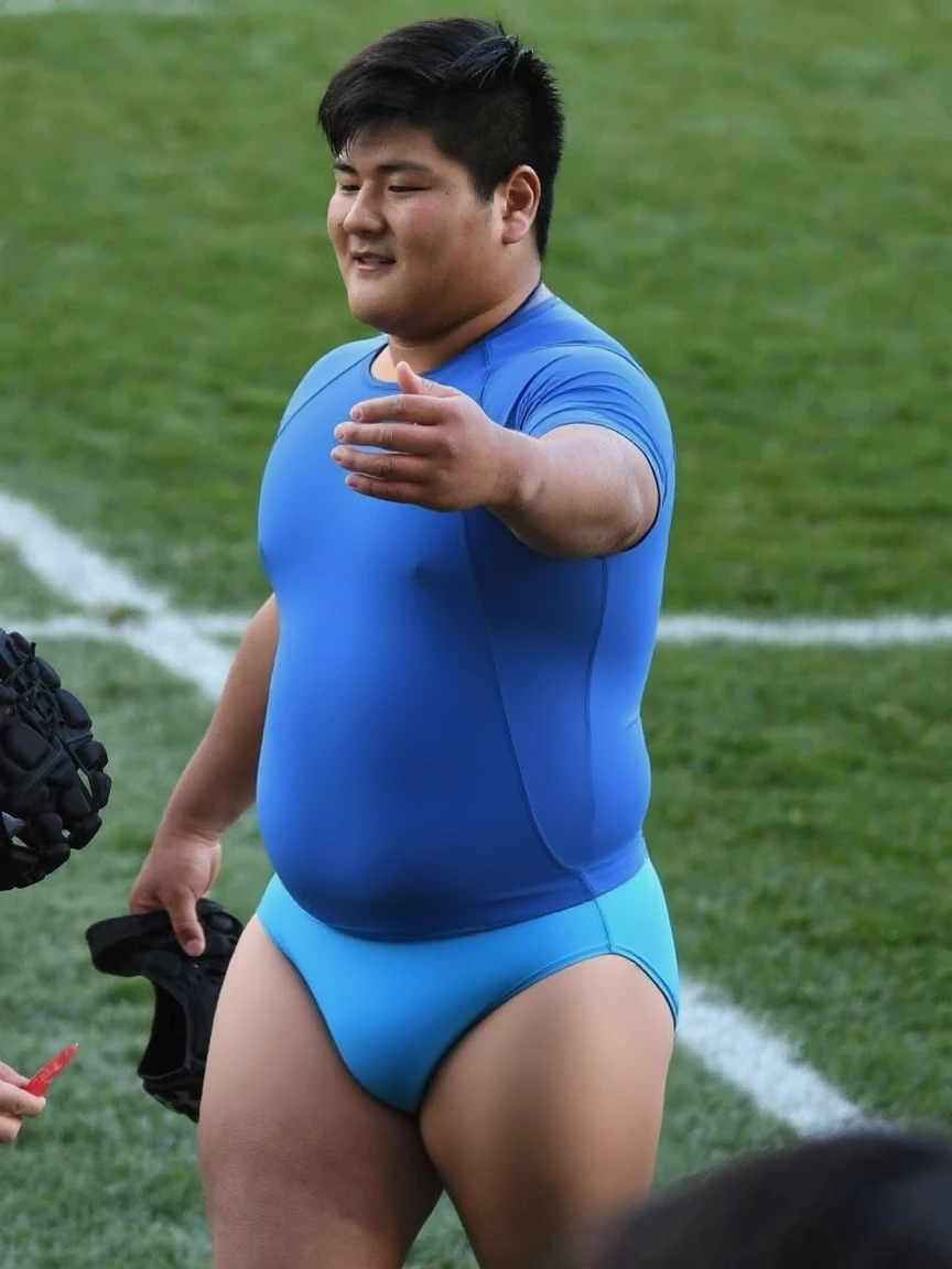 (3 man, trio, running,smiling:1.3) ，（Look back:2），Face，40-year-old Mongolian man，Narrow bathroom，Simple house，White house，Simple green dormitory door，White Wall，Middle-aged man，Kind expression，enthusiasm，mature male,Cheerful,(Fat-encapsulated muscle），Huge chest muscles，Very thin man，Show chest cleavage，Strong muscles ,thin man，dwarf，Oily skin，Sweat，Mermaid Line，Pleurotus eryngii outline at crotch，Giant King Oyster Mushroom，Leg hair，full body shot，Photos of life，Sunlight，daytime，Blue sky，White Cloud，Wide-angle lens，Best image quality，no wearing, naked,huge penis,big balls,front view ,drooling,sweat,sweat penis,fat,fat,barefoot