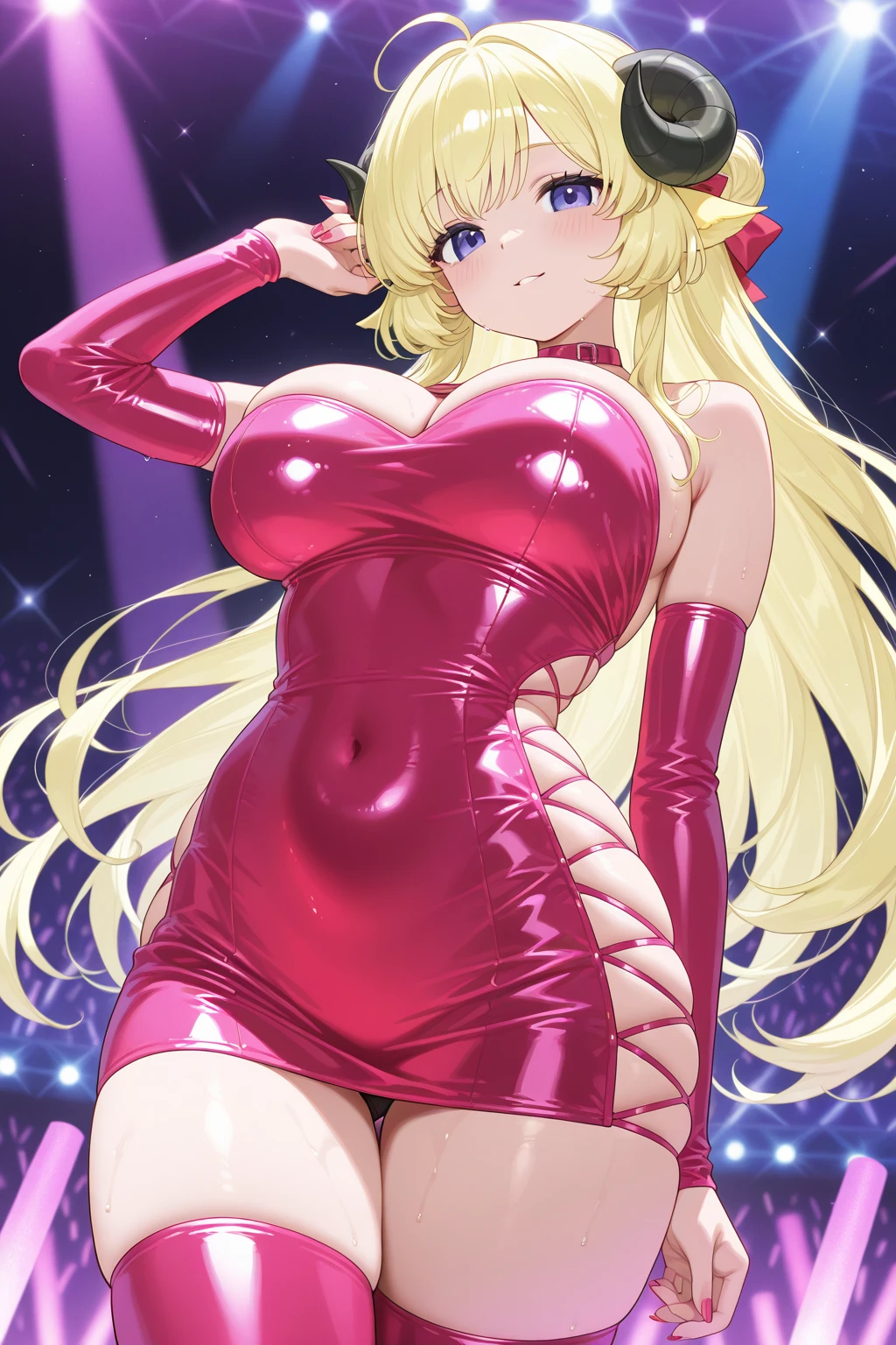 ((high detailed, best quality, 4k, masterpiece, hd:1.3)), ((best quality)), ((HD)), ((8k)), (ultraHD), log cabin, bonfire, Christmas Tree, X-Mas tree, Princess Peach with christmas gifts, BREAK blue eyes, seductive, attractive, smooth anime cg art, 34C breasts, cleavage, long legs, vivid colors, detailed digital art, slim body, perfect skin, blonde hair over one eye, BREAK crown, cleavage, looking at viewer, BREAK looking at viewer, extremely detailed face, pink_T-shirt, pink T-Shirt, black_thong, black_gstring_thong, black thong, earrings, gem, dark black makeup lips, (black high heels), high heels, dark gothic eyeshadows, dark eyeshadows, black eyeshadows, black sexy lips, black lips, (dark:1.2), dark lips, very dark lips, (perfect hands, perfect anatomy), black makeup, black lips, detailed fingers, five fingers per hand, 5 fingers, (1 girl), (solo:1.3), detailed lips, detailed black lips, black painted lips, gothic painted lips, (breast focus), (breasts out:1.3), (off shoulder:1.1), ((Arms outstretched:1.2))