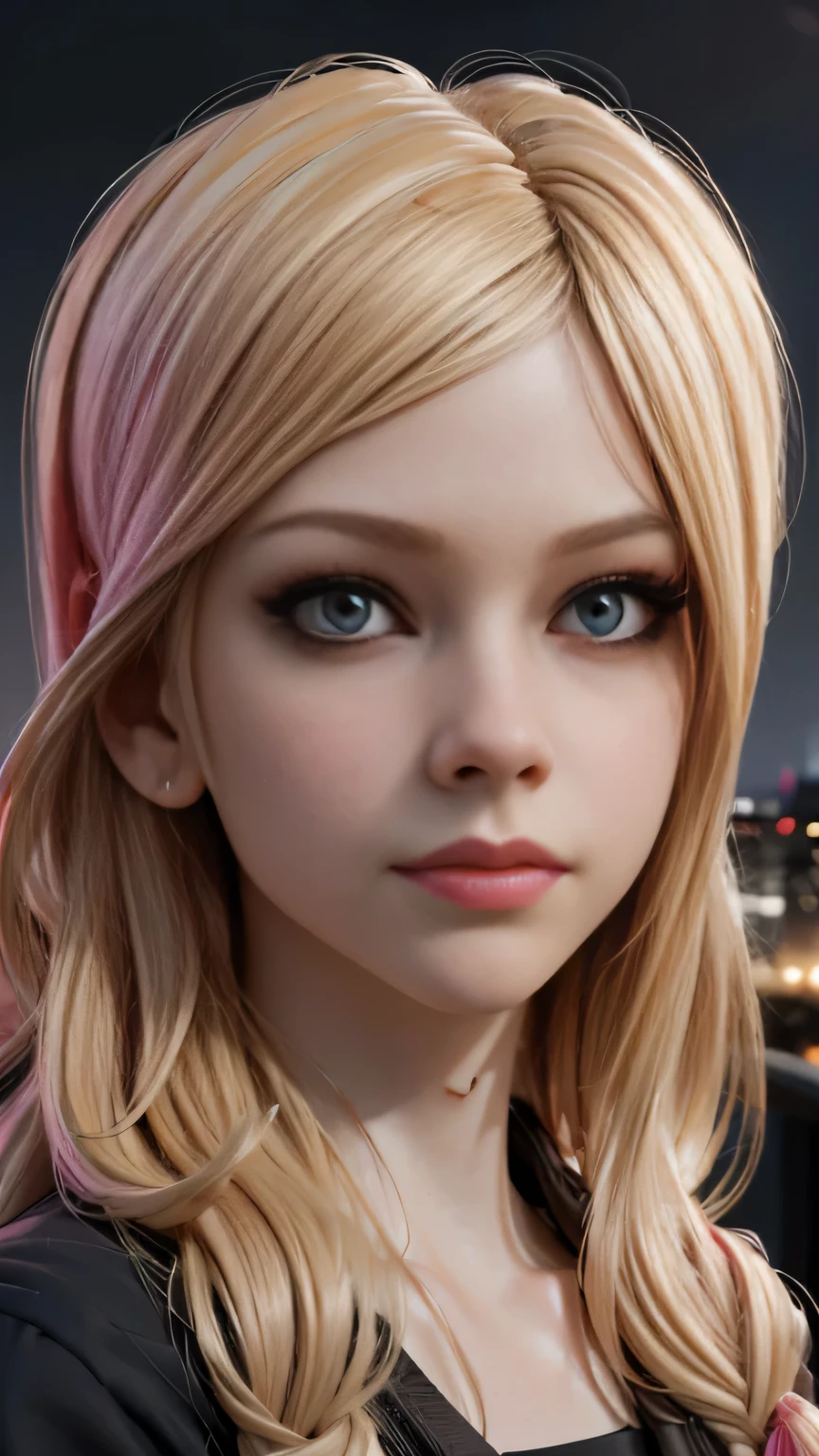 photo of Avril Lavigne, RAW, beautiful woman, ((portrait)), ((detailed face:1.2)), ((detailed facial feature, detailed skin, clear skin), (perfect proportioned body), (wearing a Kawaii school uniform) (high detailed city environment, apartment balcony), (realistic photo, best quality, detailed), (8k wallpaper), (cinematic lighting, dramatic lighting) (sharp focus, intricate)