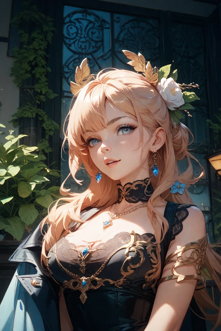 (8k, highest quality, masterpiece: 1.2), (Realistic, photoRealistic: 1.37), Super detailed, One Girl, Wide viewing angles, Firefly Garden, There are lots of little faint lights and fireflies flying around, night, Yasutomo Oka's painting style, Big Breasts, Intricate details, Splash screen, 8K resolution, masterpiece, Meek smile, Mysterious Background, aura, Gentle gaze, Break, Blonde, dynamic sexy poses,