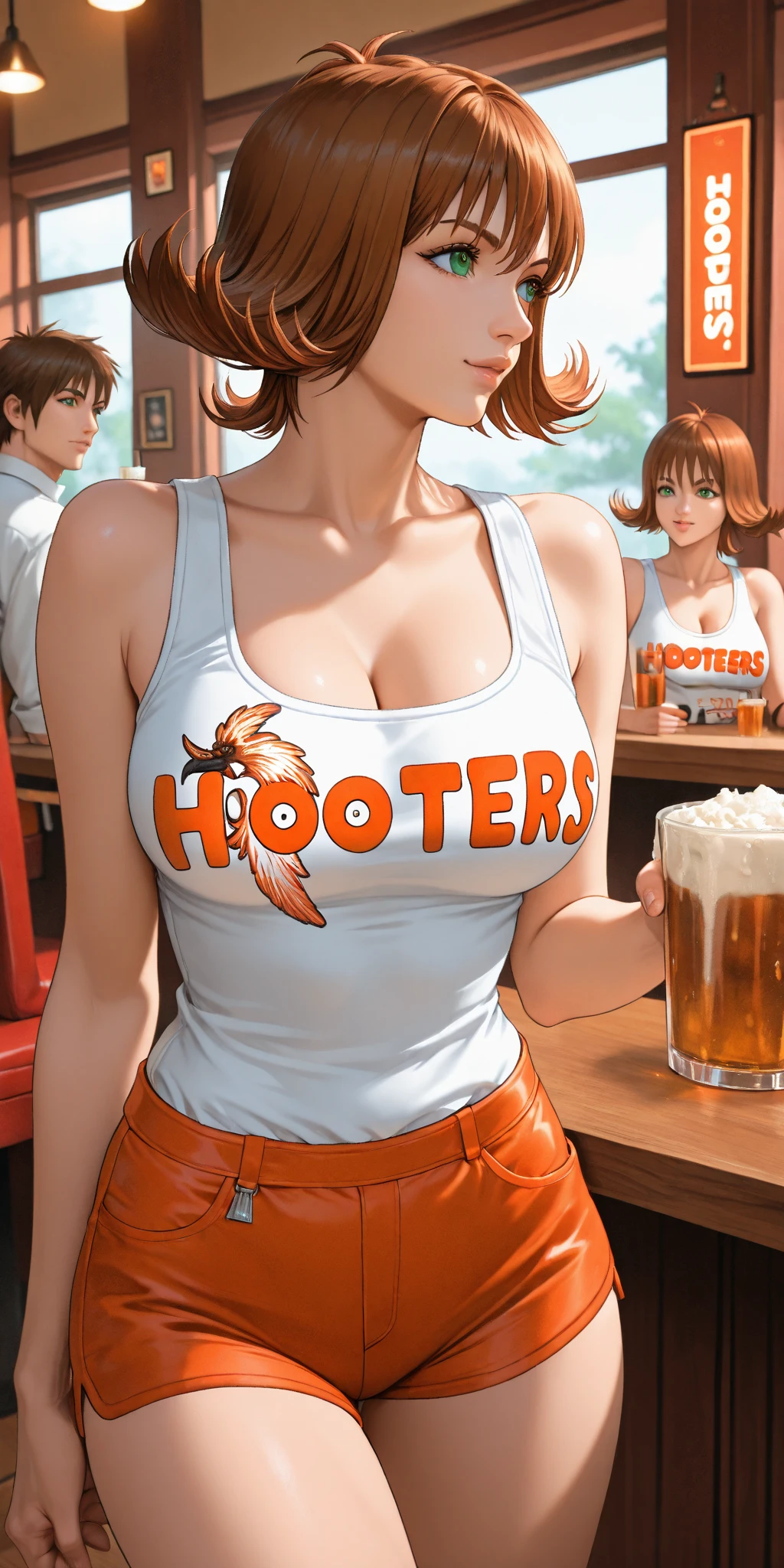 ((super high quality,Ultra-high resolution,16K,super masterpiece,Ultra HD ,Detailed shading,))Park at night,((3People Women,Sexy older sisters)),Cleavage,Yellow jumpsuit,White belt at waist,popped Tight collar,smile,blush,Sweaty,holding a microphone in his hand,Licking the microphone,A small amount of drooling,Love juice from the crotch,