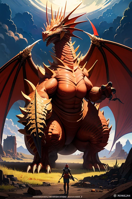 (Elder dragon), female red dragon, (scalie skin), large horns, ornate horns, (voluptuous), strong body, full body view, outdoors, ultra high quality, ultra sharp focus, 8k image