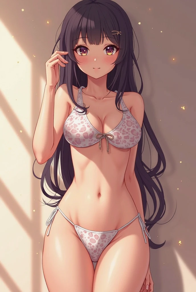 7 anime women with very large breasts!, with very thin panties on her private parts and a very small and thin bra