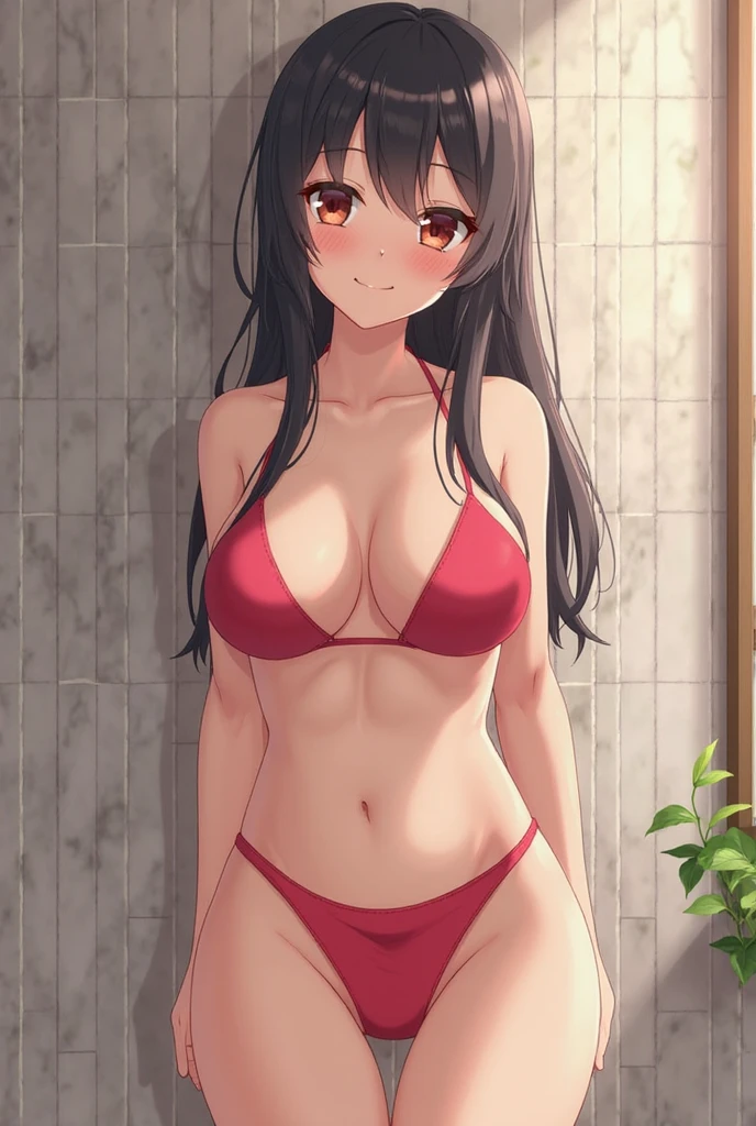 An embarrassed naked anime adult woman
