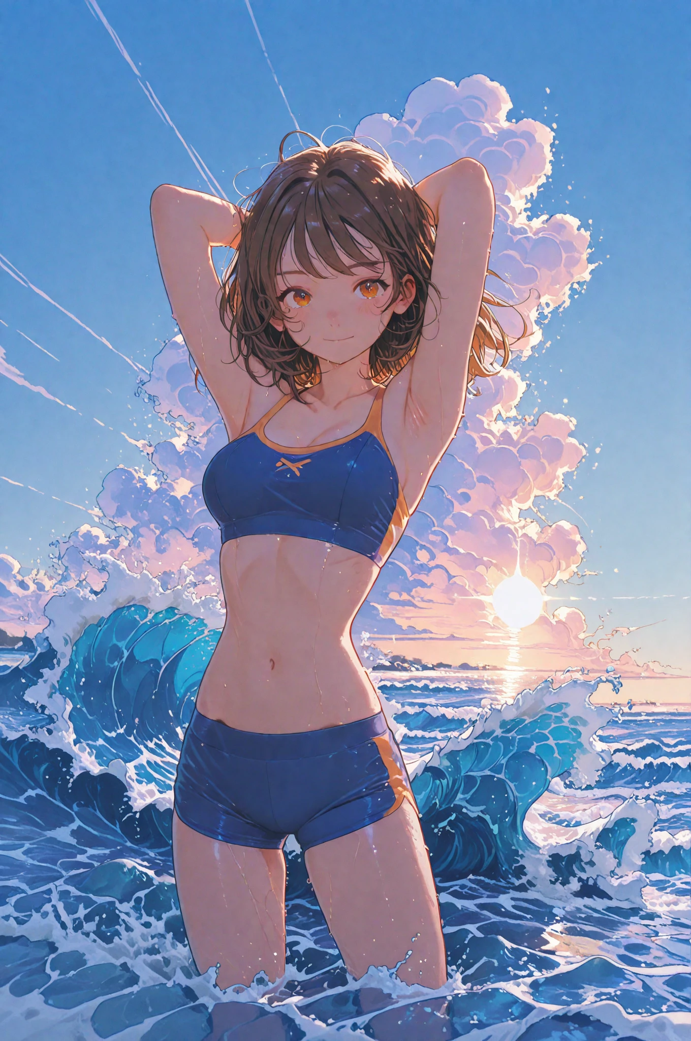 (masterpiece, Highest quality:1.2), 1 Girl, alone,Eyes open,Are you having fun,Tropical atmosphere,Ocean,Taking a walk