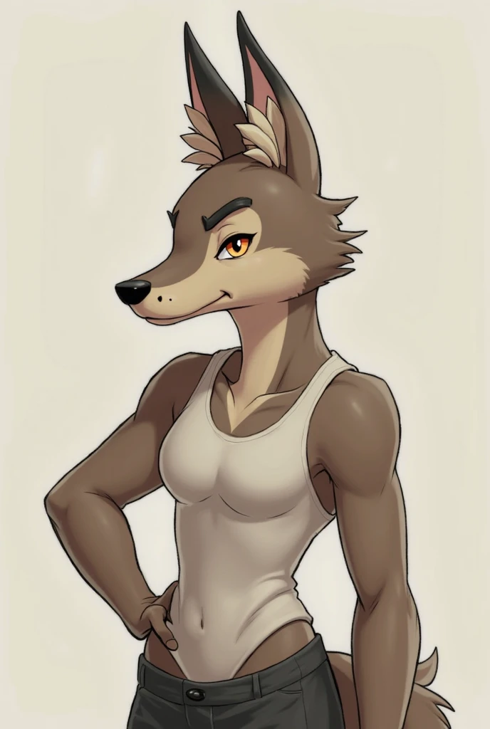 By bebebebebe, by wsache, by greasymojo, by inu-sama, solo, standing, female, athletic, muscular, big biceps, sports bra, cleavage, (((defined abs))), (((hair, snout, detailed eyes grey dobermann, grey fur)))