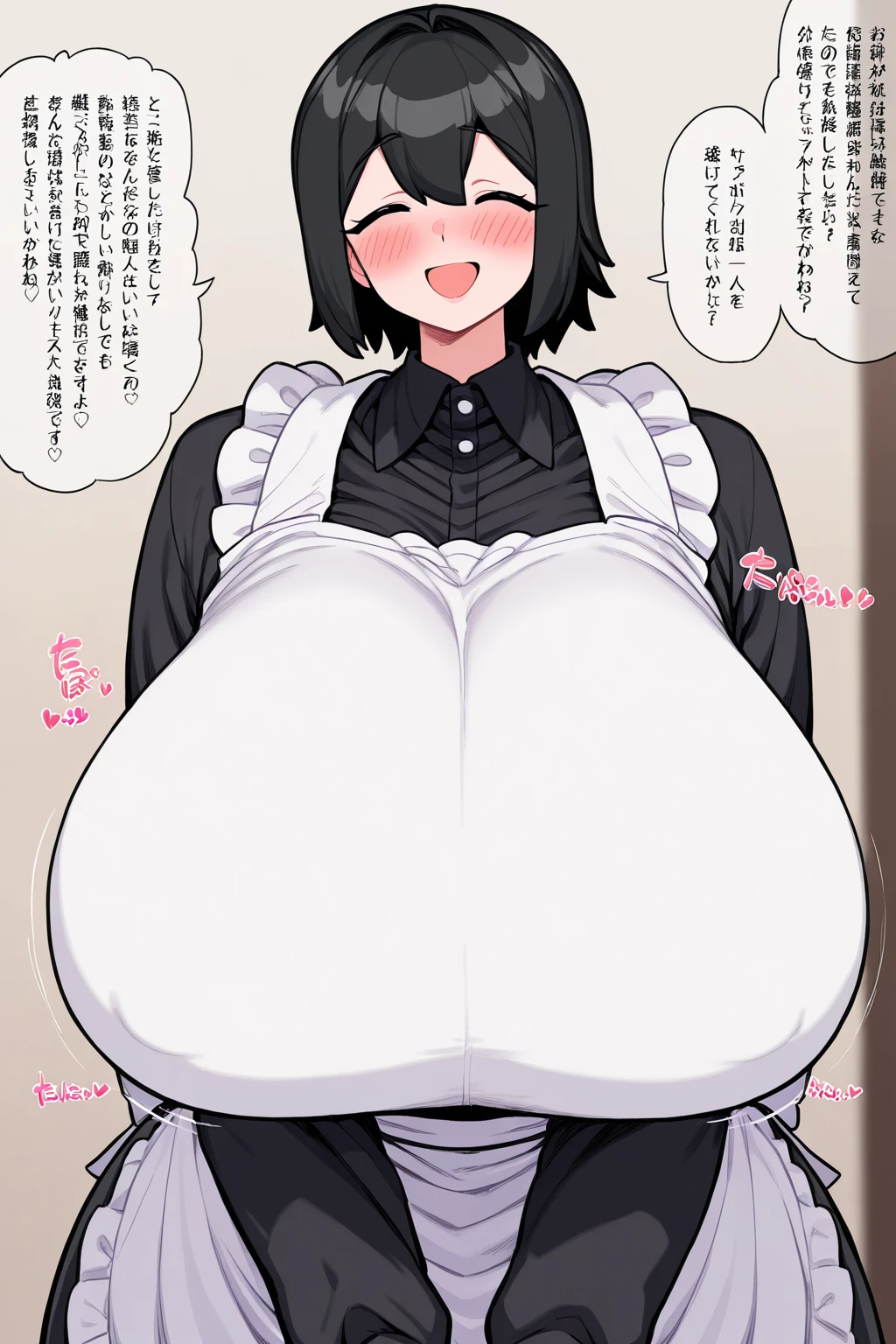 by zackary911,zackary911, wolf, anthro, maid is unnaturally tall and thicc and is taller than doors,fat, overweight, massive belly, vore, large stomach