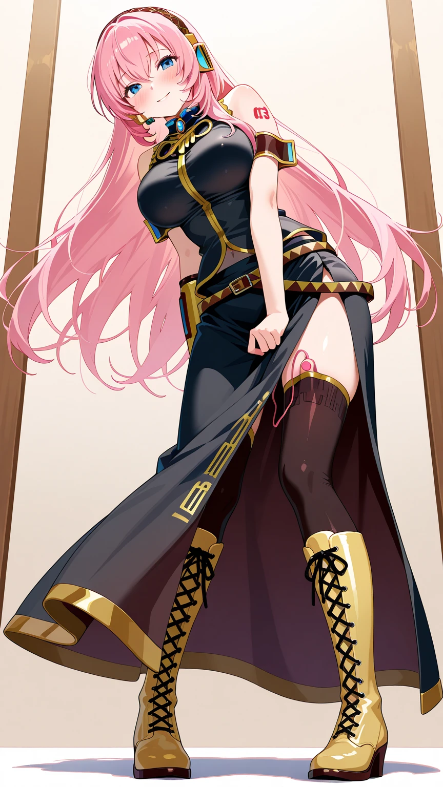 shikimorisan,1girl, pink hair, long hair, blue eyes, hair between eyes, bangs,, smile, walking, knight, warrior, fantasy, rpg, mountain, big breast, holding rapier, flipflops, full body, pants, europe, medieval armor,pants