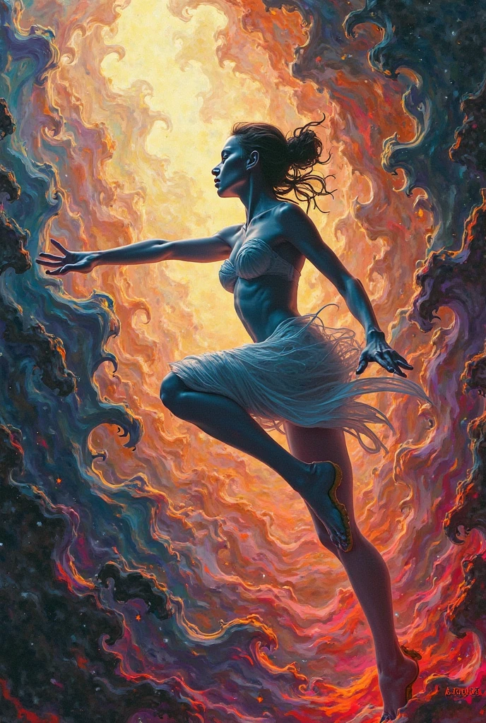 A stunningly ethereal woman, composed of a dazzling array of rainbow hues, lays gracefully on fluffy clouds in the sky. Bathed in dynamic and enchanting rainbow lighting, accentuates her vibrant, full-bodied form. Fantasy art. Masterpiece