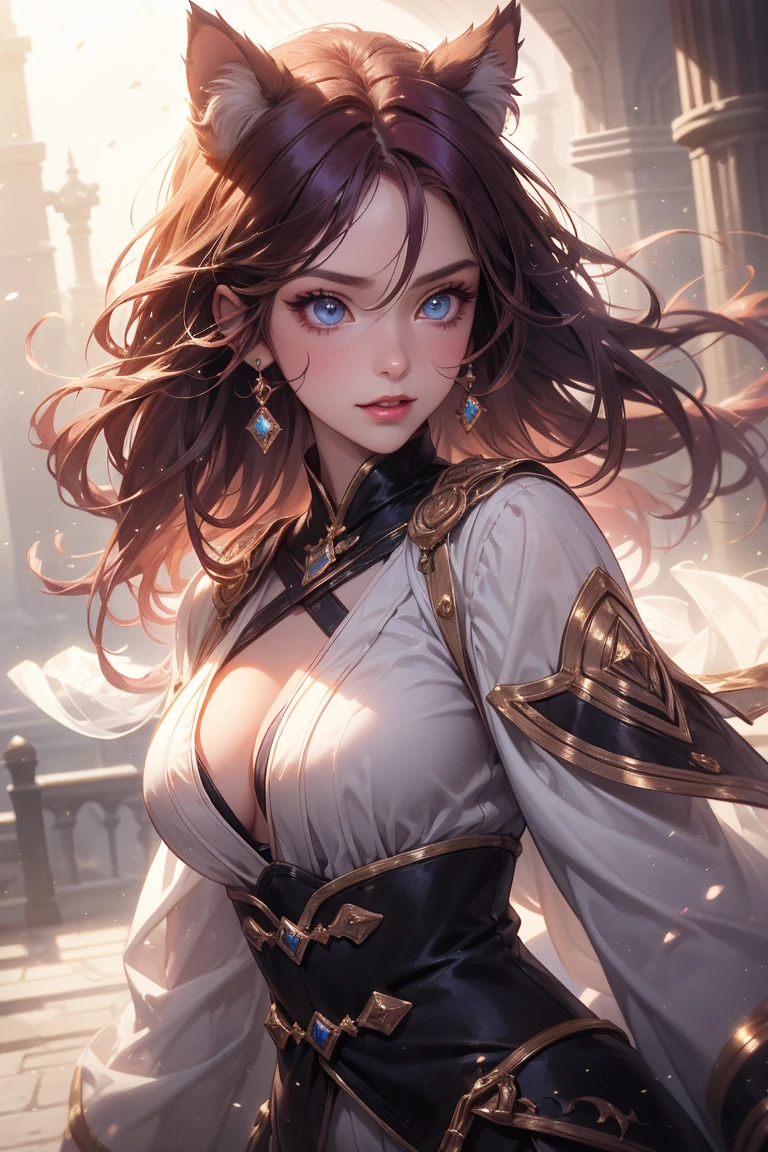 (best-quality, masterpiece:1.5), (detailed eyes:1.2), (detailed busty chest), ample hips, insanely detailed accentuated big booty, complex detail, depth of field, 1girl, medieval, neon, Night, moon,