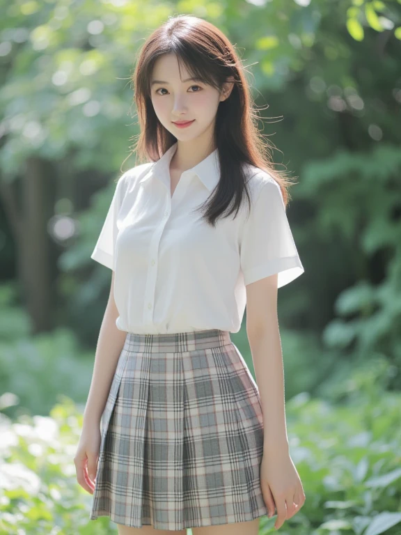 highest quality，masterpiece，ultra high resolution，（realistic：1.4），（Turn off portraits）Raw photo，20th generation OL，masterpiece，realistic pictures，japanese pictures，fujifilm negative，low saturation，low contrast，Medium chest、Grey flared skirt、whole photo