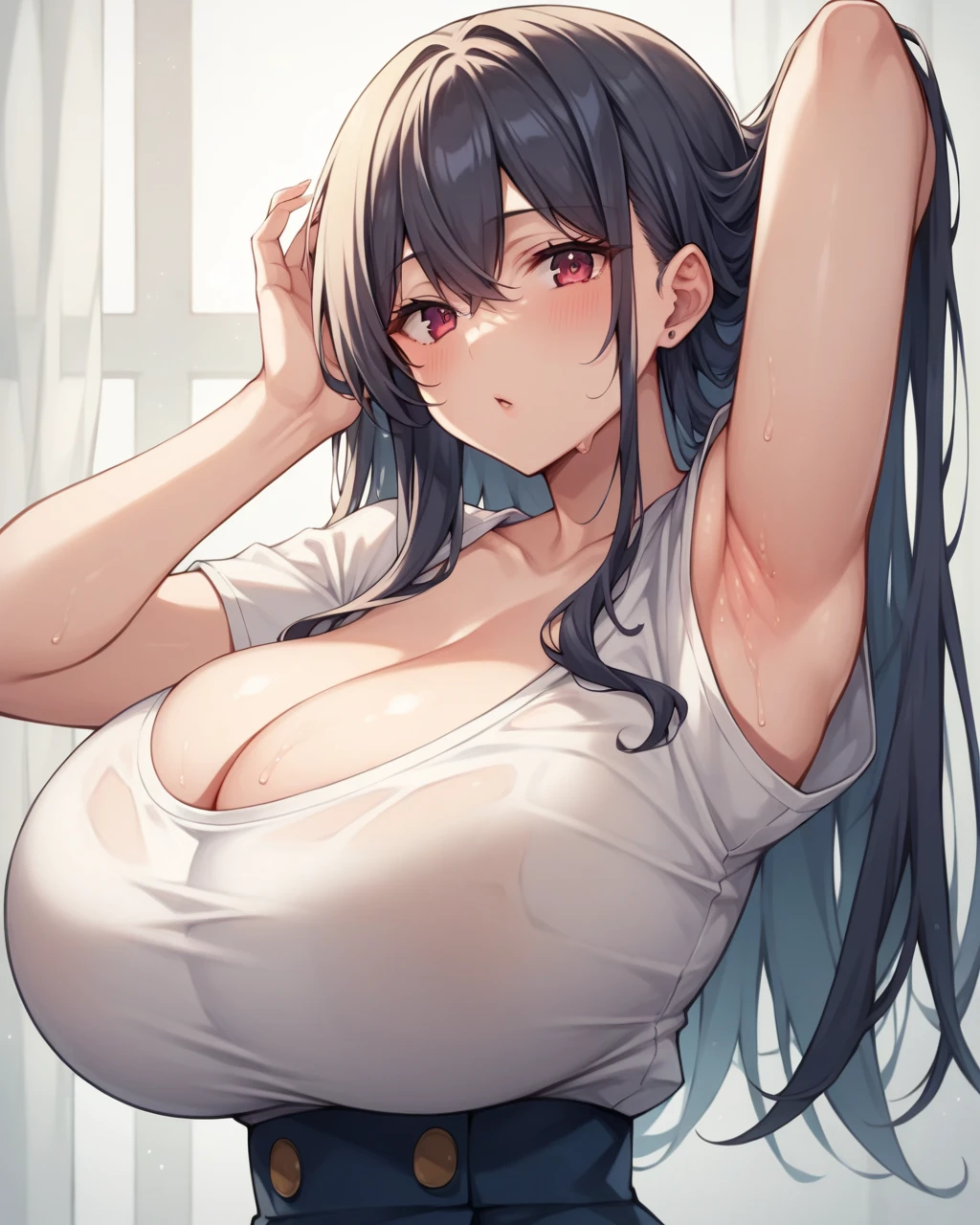 Perfect detail, Special details, highest quality,,expensive, woman,A satisfied smile 、High school queen、Elegant face、round face、View Viewer, Black Hair, Long Hair,Big belly , , Side bang, Partially exposed forehead, Dark brown eyes, Mature Body, Perfect body, Tolerant、Large Breasts,Big ass and plump body.Sweaty body,、Open your mouth、、 blush, Cleavage White Shirt, , Black Skirt.,Gold Jewelry,Gold Bracelet,Gold Collar、 Luxurious crown,, necklace, Pursing your lips、 A light smile, Drunk, expensiveディテール, Depth of written boundary, 1080p, 16k, Awards, High resolution, highest quality, masterpiece, 超High resolution, Anatomically correct, Super detailed,,Huge breasts、Realistic、Perfect bodyライン、aerial photograph、aerial photograph、cute、palace、 school uniform Big breasts overflowing from the white shirt