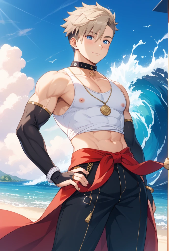Tied up　string　torture　Fight　Young people　Swimwear　male　Thin legs　Embarrassing　pull　suffer　Slender　White God　juvenile　anime　Upper body naked　Droopy eyes