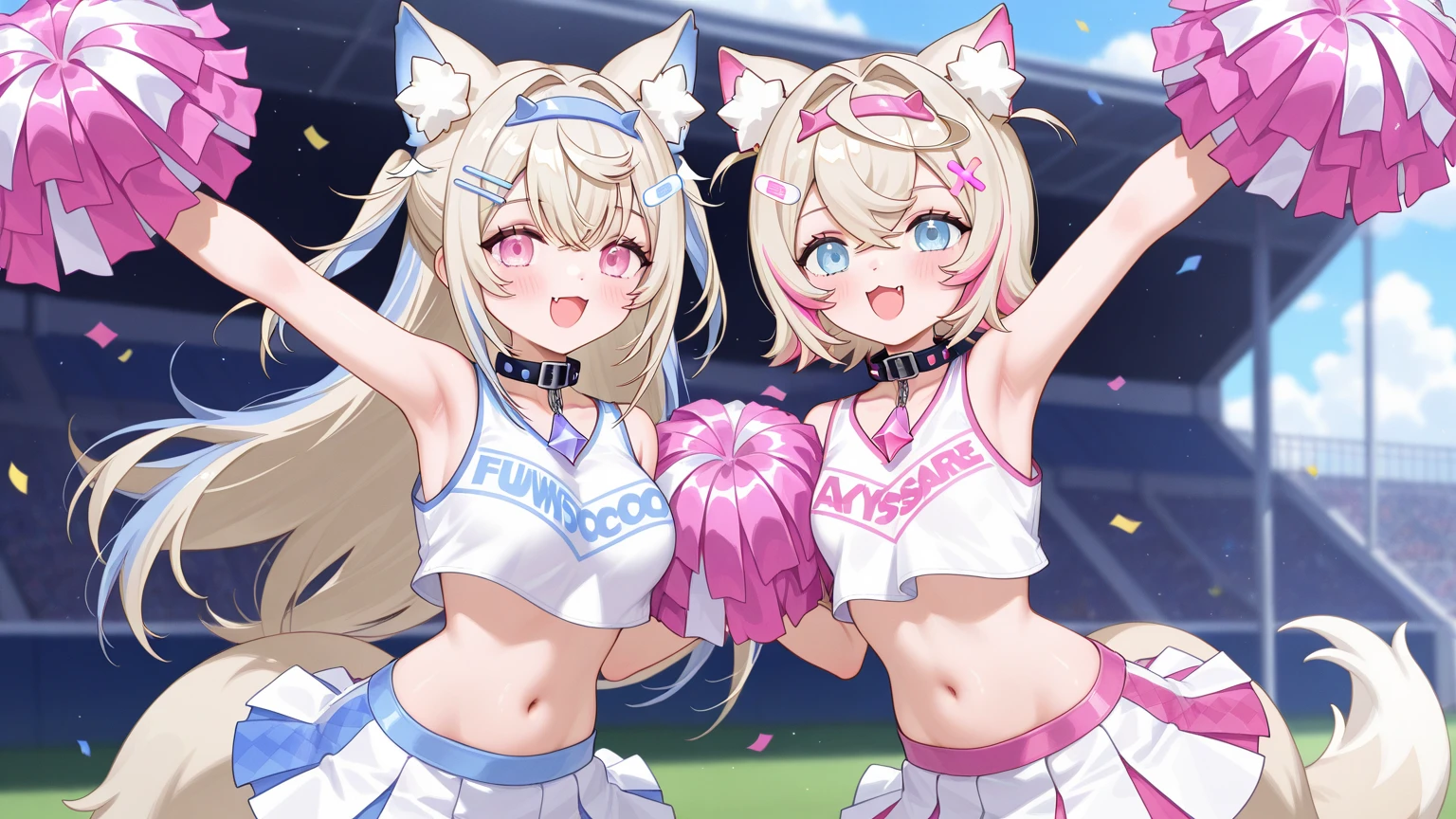 (((female Wolf ))),(anthro furry:1.3, snout:1.2, anthro:1.3, furry:1.2),body fur,solo, fluffly, furry, (average breasts), (curvy), cheerleader,HD,sharp,beautiful and detailed,woman ((anthro)),((((subdued Lavender color skin)))), ((long purple hair)),(((ojou curls))),leg up,(white sleeveless cheerleading shirt:1.4),(White panties visible through the skirt),(teal cheerleading miniskirt:1.2), accurate tail, slight blush,milf,mature, cool evil smile with open mouth,soccer stadium background, masterpiece, (by dr comet),by kingbang,by sparrow
