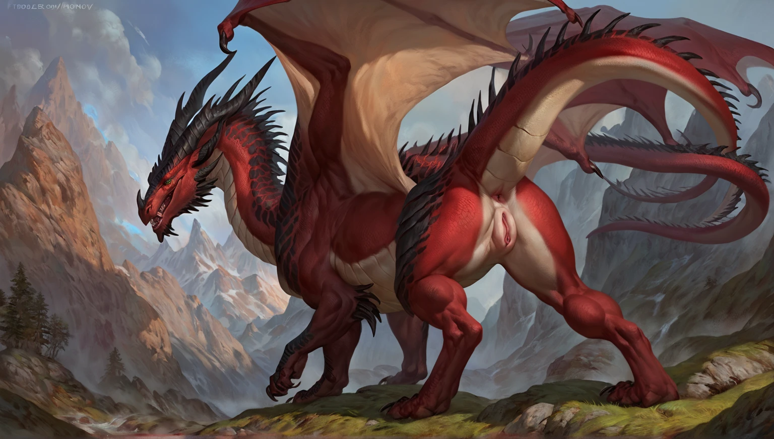A giant hot ass phoenix anthro, beautiful phoenix head with hot firey eyes, hot firey tongue, gigantic firey avian wings, long firey feather tail, thicc hot ass firey red body, massive hot ass tit with firey hot nipples, big ass thighs and ass, very very firey pussy dripping out molten lava, ultra 4k, spreading legs, firey avian talons, full body, masterpiece.