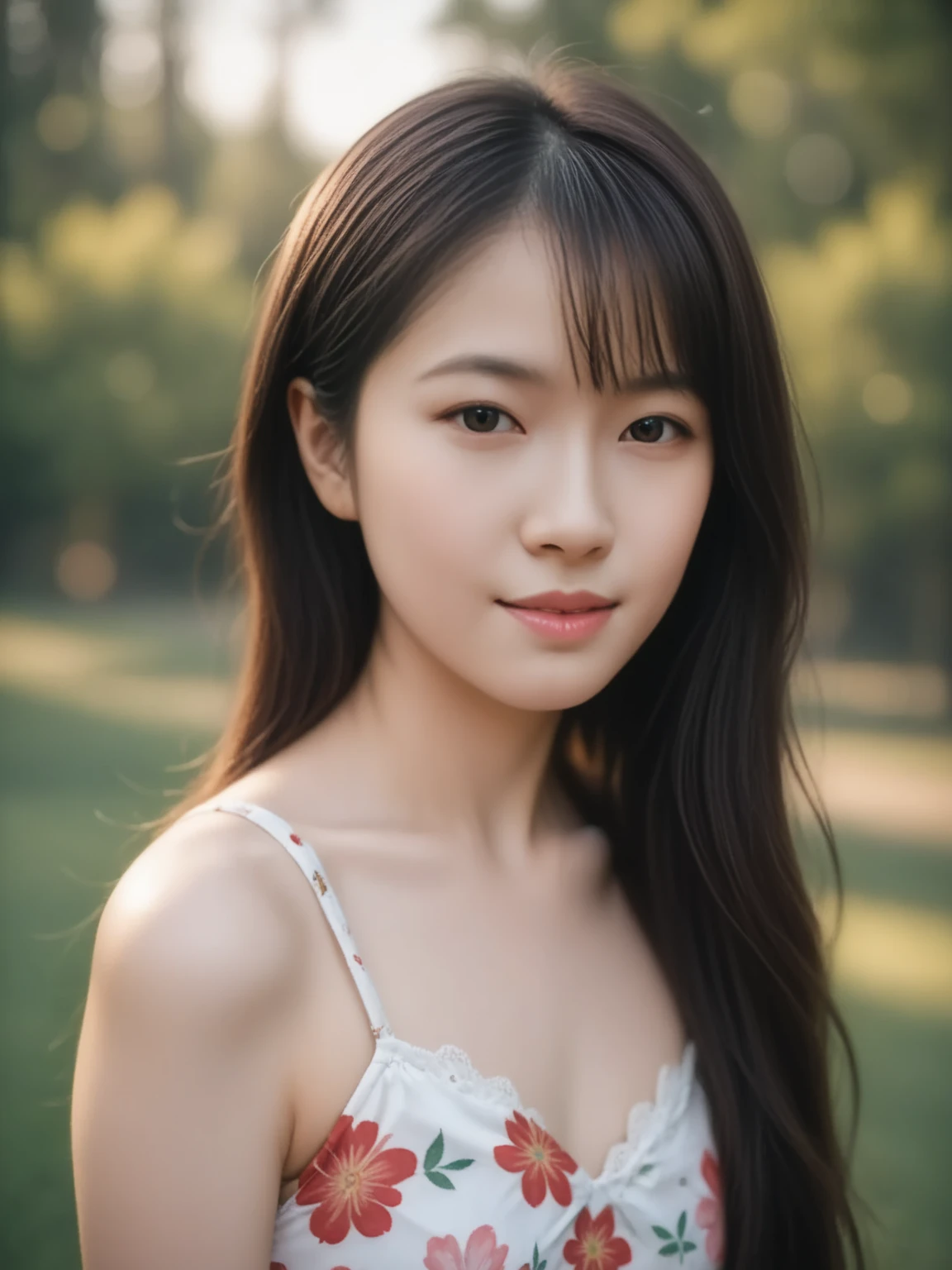 (8k, RAW Photos, Best Quality, High resolution: 1.1), (Ultra realist: 1.4), (realist, photorealistic: 1.3), young girl, (Malay Pakistani appearance), unclothed, posing like a supermodel in a green garden,  6 p.m., (hoyuelos en la cheek), realist Face, realist Body, realist Skin, side view, absurd, masterpiece, (Beautiful: 1.8), beauties, Alone, Detailed black eyes, innocent eyes, cheek, film grain, long necklace,  small earrings, ((black hair, long straight hair rebonding)), cherry lips,  looks at the viewer from below, Upper part of the body, open lips, neckline, medium chest, Nipples, Upper teeth, linda smile mostrar los dientes, (smiling eyes: 0.6), (smile: 1.2)), depth of field, blurred background, Eye focus, bokeh, young, spring the 85mm f/2, Soft ambient lighting,  Photon mapping, Radiosity, Physically based representation, 