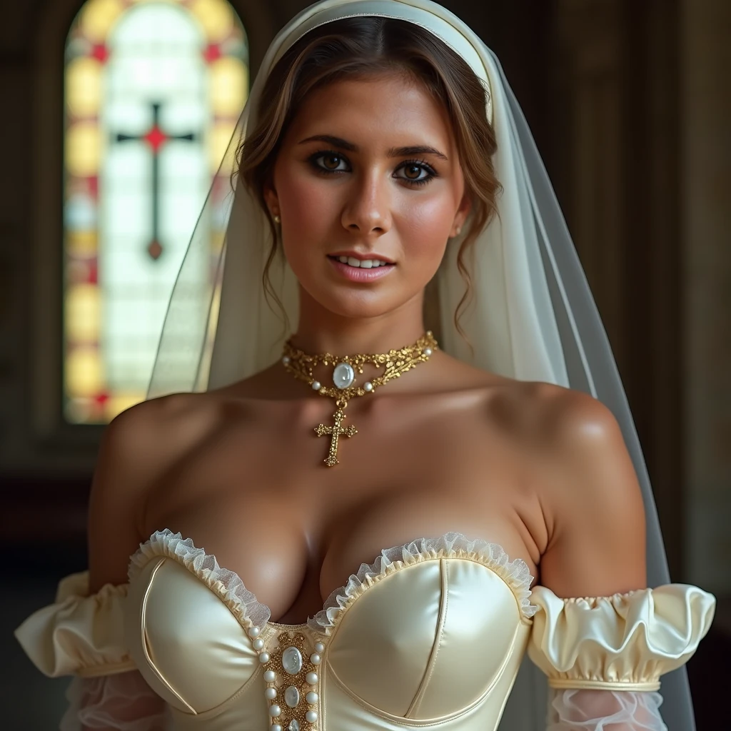 (((medium shot)))<lora:Han_20230808161308:0.75>Han2,  (purple, ) lace, pink dress,flower, a stunning detailed background  (An ethereal forest scene with dappled sunlight filtering through the trees),, mid age, milf, dark theme,masterpiece, best quality, realistic, photo of fit sexy naked  30 year old  (lenkadrag-4200), girl a flower in hair(tiny waist, medium hips, big natural breast) ( beautiful windswept very long:1.5  Red,  hair,  Mauve lips,) flicked, detailed face, detailed body, full body, intricate, High Detail, Sharp focus  (perfect female form, perfect face:1.5, beautiful eyes:1.5 eyeliner, expressive eyes, amused expression), light sensual smile, 
  ((perfect eyes)), (detailed pupils) long shot, , depth of field,  (((medium shot))) (realistic:1.5) photorealistic, realistic,