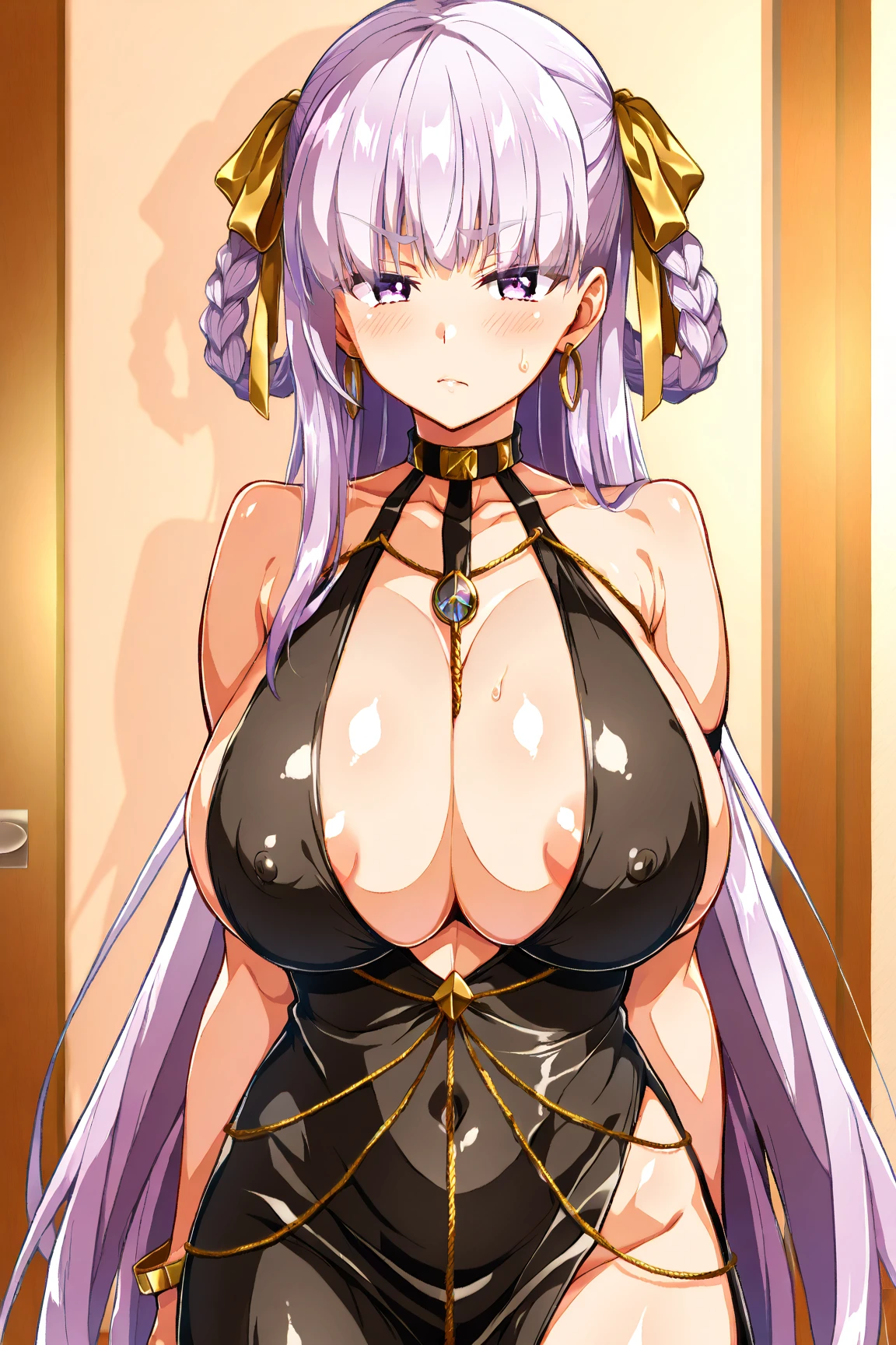 穿着华服的神明Strike a pose拍照, Ancient Mysterious Goddess, Traditional beauty woman, Beautiful female warrior god of war , Beautiful goddess, Gorgeous role-playing, high, Beautiful young girl, Beautiful woman, 华丽Beautiful woman, Complex clothing,Chinese Mystical Aesthetics, Beautiful Asian ancient mysterious girl, Extremely detailed shot of the goddess, Jaw-dropping beauty, Big breasts deep neckline sexy belly button(butt), (bedroom), (Sexy Girls), masterpiece, best quality, Bangs, blush, Chest, clavicle, Eyebrows visible through hair, (Gradient purple gold hair), Jewelry, Long hair,Bright Eyes, ring, (solitary), illustration, fashionable, miss, Strike a pose, background, element, confident, Express, Accessories, majestic, striking, key point, Dynamic poses, ((plump)), (black))Woman in transparent dress,Viewer,(((Full breasts, Keeley University))),Slim waist,(Navel exposed,Bare waist), Long hair, extreme detailed details, Detailed fantasy art, Stunning character art, Beautiful and exquisite character art, Beautiful transparent dress, Very detailed, Large Breasts,饱满Chest,Golden ratio figure,Perfect body,Ultra wide-angle shooting,Full body shot拍摄,Body close-up,Full body shot,Wearing a pleated tulle skirt,柔和动漫illustration, 柔和的深色background,Fujifilm XT3 Clear focus, f 5.6, High Detail, Clear focus,(Wearing openwork clothing),, (Natural light), (Tempting)translucent, Good velvet quality, Compared, Divine Light,, Silver hair, 天空background, Absolute Strength,Female Shinmei,穿着性感丝绸的Female Shinmei,,Large Breasts,饱满Chest,Golden ratio figure,Perfect body,Ultra wide-angle shooting,Full body shot,Body close-up,Full body shot, Wearing a tulle dress, Model shooting style, Large Breasts,饱满Chest,Golden ratio figure,Perfect body,(Extremely detailed CG 8k wallpaper unit), The most beautiful artistic photos in the world, , 8K Ultra HD, ) on the beach,Lazy gesture,Charming and seductive expression,best quality,masterpiece,Ultra-high resolution,(Practical:1.4),original photo,Ultra-high resolution