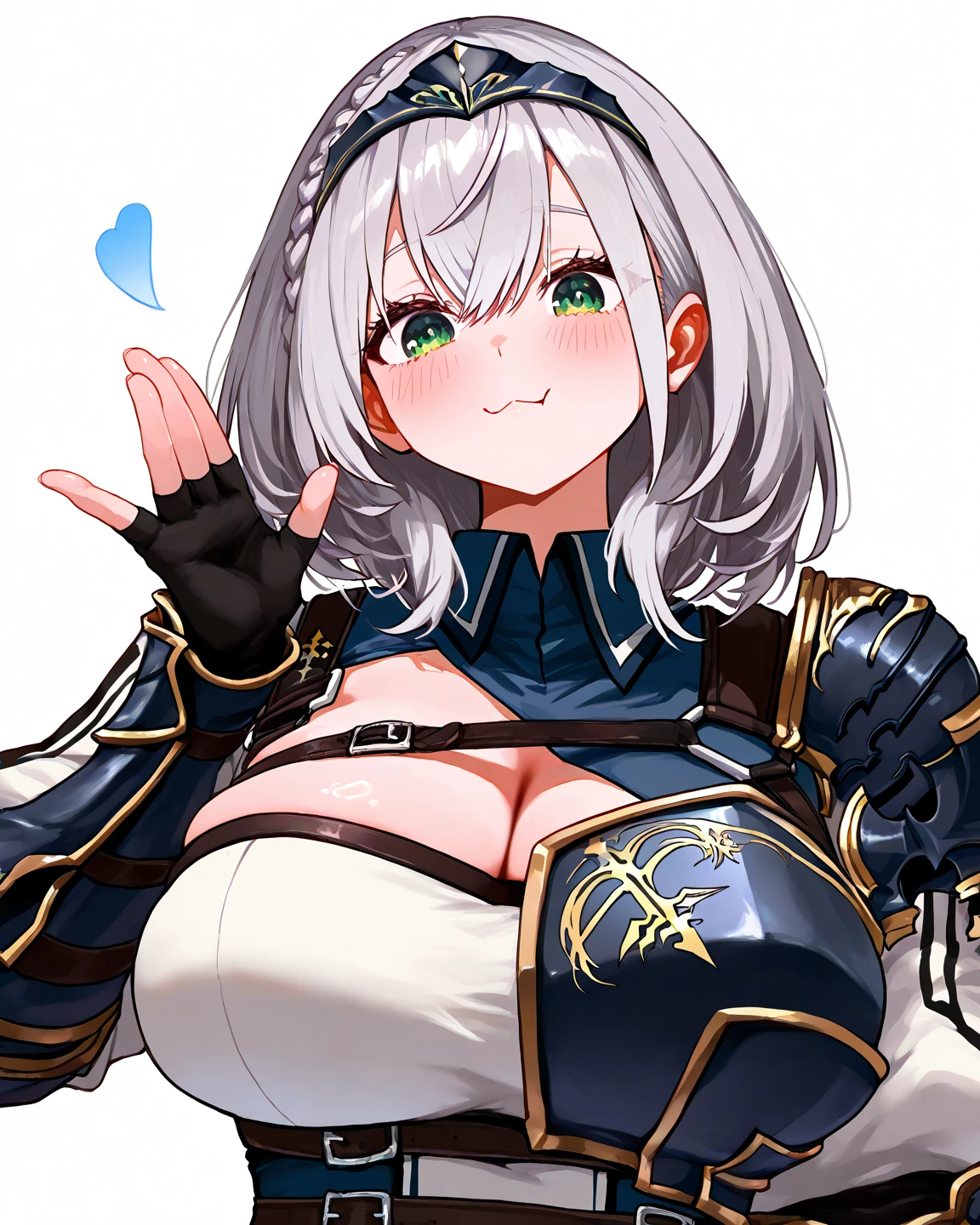 shirogane noel,1girl,solo,shirogane noel costumes,gigantic huge breasts,looking at viewer,near,worried-looking,Bending forward posture,Taken from the front,in the forest