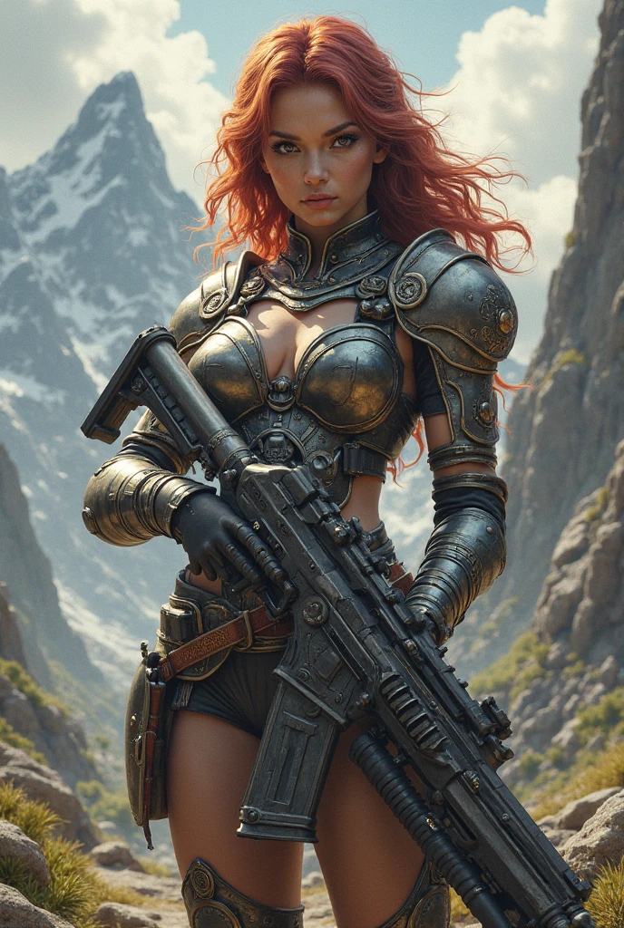 woman aloy machine gun