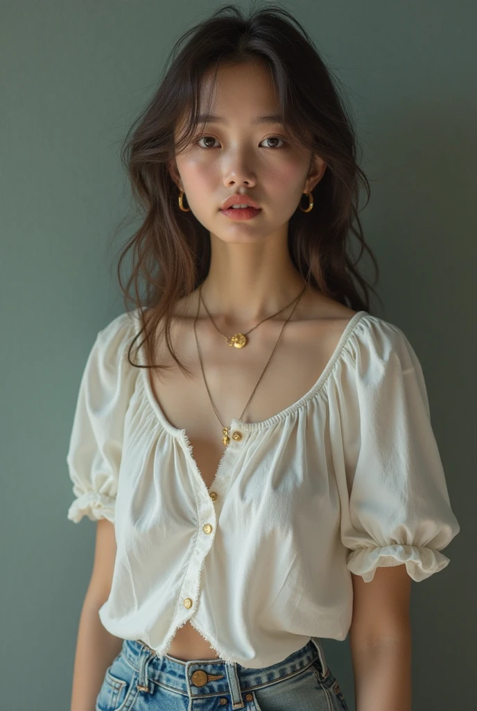 (Highest quality:1.4)，(masterpiece:1.4)，(Realistic:1.4)，(Realistic:1.2)，(超High resolution， RAW Photos:1.4)，(High resolution， Ultra-detailed:1.2)，(8k:1.2)，View your viewers，Cinematic photography，One girl，skeletally correct，Black-haired woman，(Small earrings，necklace，Cowgirl Cosplay，Cowgirl Hat)，（Western-style building interior，Dimly lit room，The lamplight shines on my cheeks）