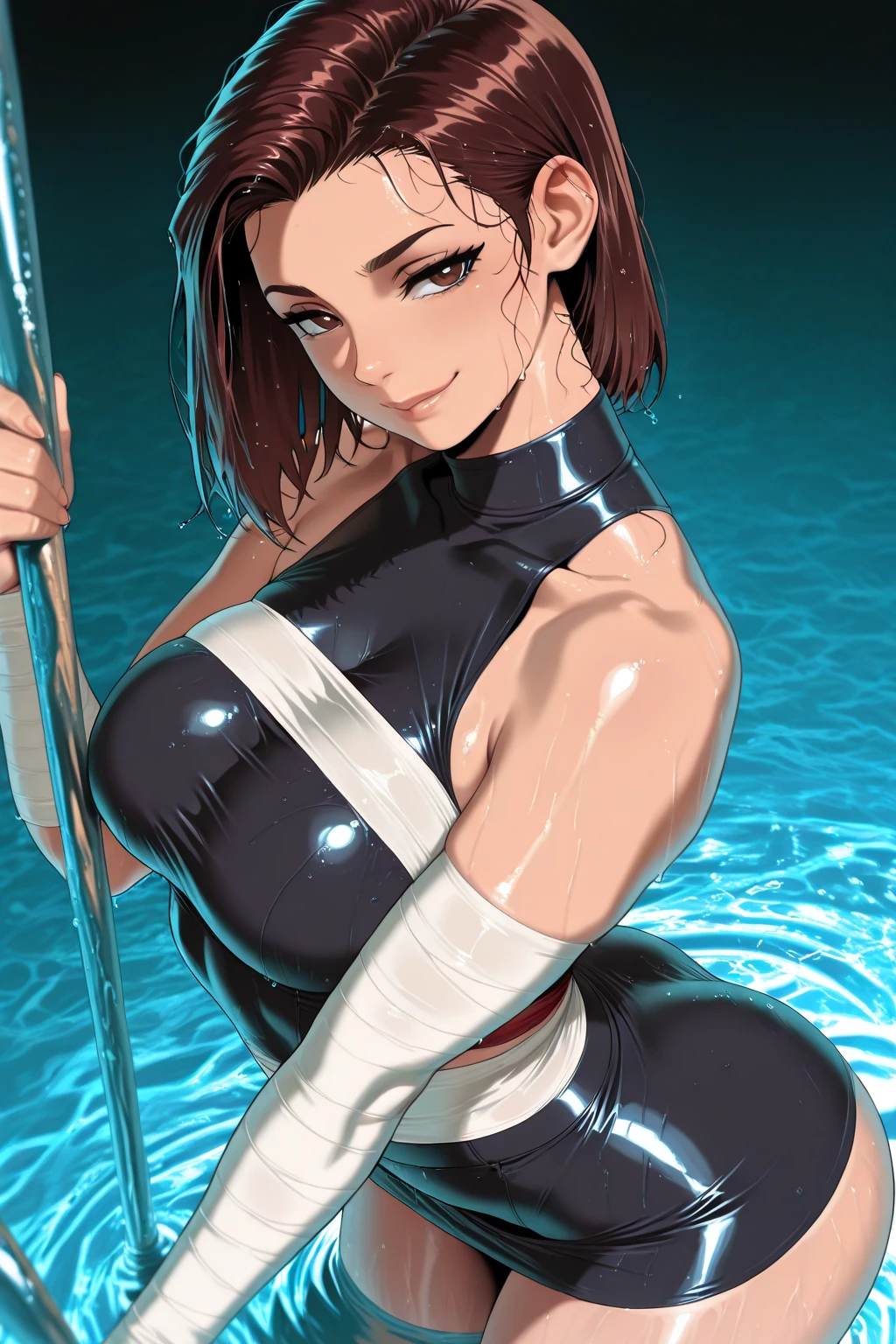 ((A woman modeled after the character Chun-Li)), , Medium Hips, Bright Eyes, Very flashy,Huge breasts, Puffy nipples, tight, ((ultra Realist)), TM Ninja White, icon, cores Vibrants, Vector Style, Digital Art, 4K, Intricate details, charm, Professionally done, Beautiful vector illustration, 12k resolution, ..3d, Detailed description of all characters, ((Very detailed)), ((Vibrant)),((super high quality)), ((Hyperrealism)), ((Photorealism)), [Octane Rendering] , In the city, Lots of cars (Realist), Very detailed,