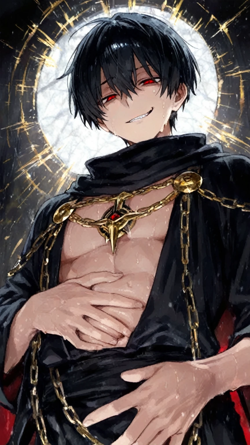 Girl Tied to a Cross,Cross-shaped pupils,Wing relief,Smile,Show your whole body,Open your arms,Anime Style,naked,Concept Art,Pin-up posters,