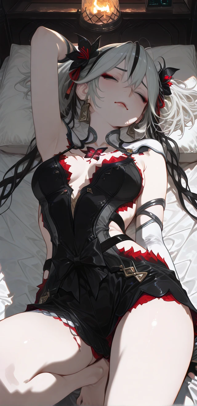 succubus girl, red eyes, tattoo on tummy