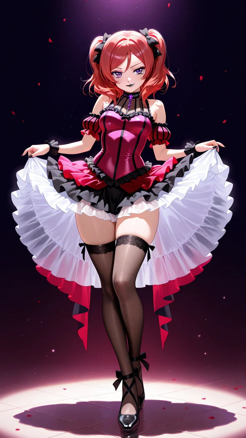 (full_body)、Woman、red_background、(big_breasts:1.5)、parasol