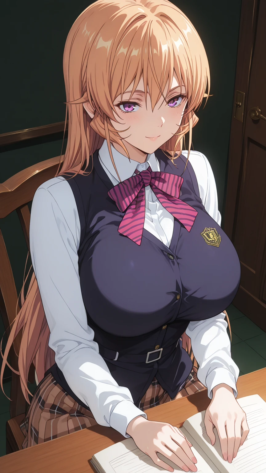 ((8k wallpaper of extremely detailed CG unit, ​masterpiece, 超A high resolution:1.2, top-quality:1.2, masterpiece, textures and maximum detail, Top quality real texture skins)), TakashiroHiroko, Red Hair, Nude, beautiful breast, Long Hair, Mature Woman, (Purple Eyes), Perfect Eyes, Perfect Face, Earrings, (purple eyes, long hair, red hair, earrings, jewelry, teacher, blouse, yellow bowtie, blazer, red pencil skirt, thighhighs, white top, ), Vulgarityblush, nose, watch viewer, sexy pose, Embarrassed, Blushing, kneeling, sitting on her knees, spread thighs, sexy pose, hands pulling apart unbuttoned white shirt to reveal cleavage, kneeling, eye contact with a man above her, a man standing above her, (looking up at a man:1.6), intense eye contact, (girl pressing against man's crotch standing directly behind woman), nsfw, excessive cum on breast, thighs and floor, nipples, areola, cleavage, (looking up at viewer), (view from the top)