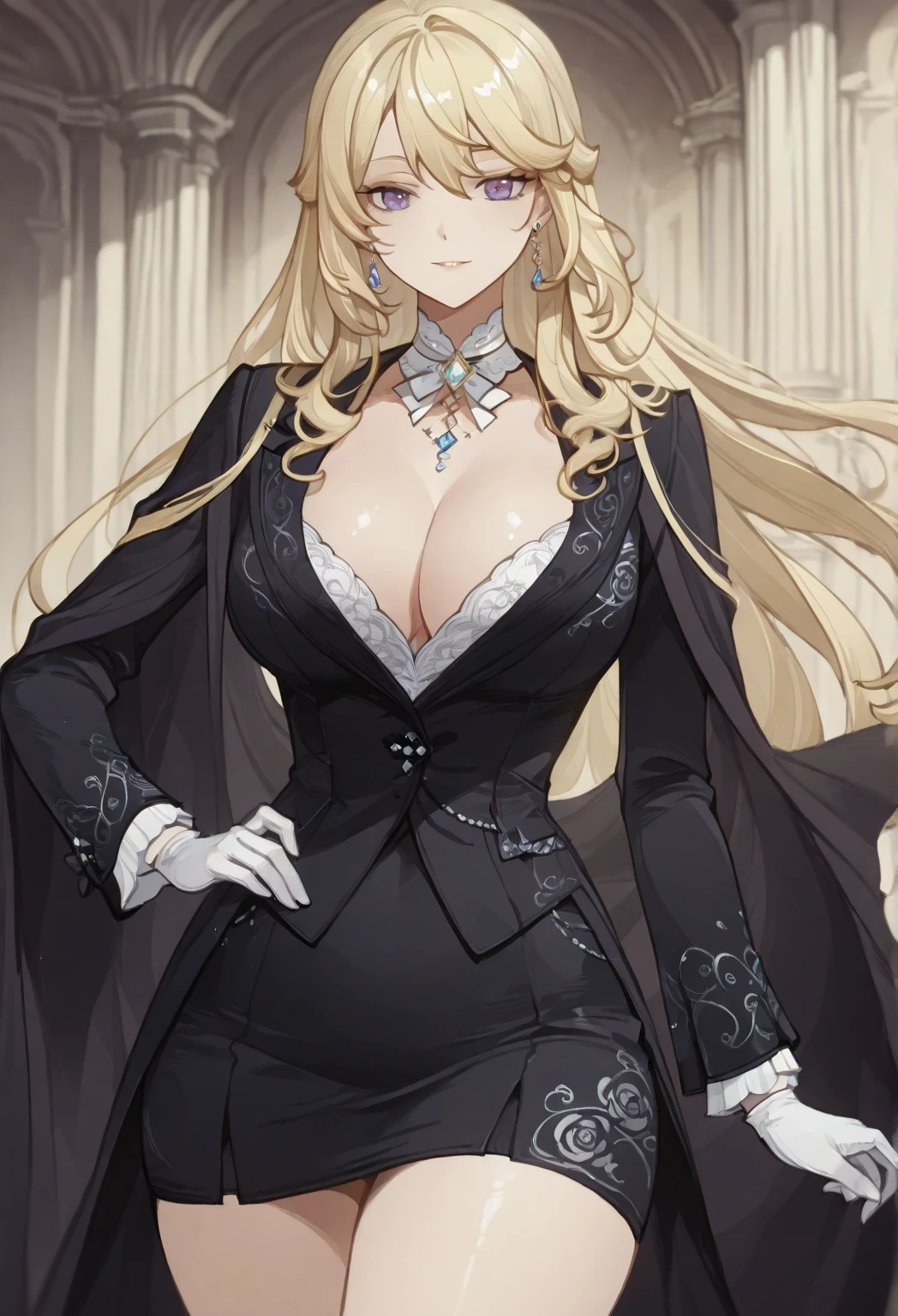 masterpiece, best quality, highly detailed, 1girl, solo, cynthia_pokemon,
one eye covered, hair over one eye, blonde hair, blue eyes, pink lips, hair ornament, fur collar, large breasts, (fur-trimmed coat:1.3), seductive smile, long hair, grey eyes, black pants, black shirt, blush,
park, garden, grass, flowers, standing, arched back, head tilt, hand on hips,
<lora:cynthia_pokemon-08:0.9>
