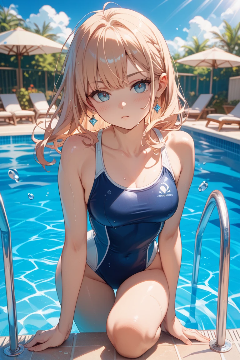 1girl ,Shiina Mahiru,mahiru shiina, nsfw,bangs,happy smile, smile, Open your mouth,((nsfw,full,School Swimsuit、School swimsuit)),Real Summer,Daytime,sunny,My hair is blowing in the wind,whole bodyがイラストに入るように,Slender body,
Destroy outdoors, School,Pool,
壊す looking at viewer,Beautiful breasts,On all fours,Wide-open legs,Medium chest,whole body,Breaking the angle from above (masterpiece:1.2), Highest quality, High resolution, unity 8k wallpaper, (shape:0.8), (Beautiful details:1.6), Highly detailed face, Perfect lighting, Extremely detailed CG, (Perfect hands, Perfect Anatomy),