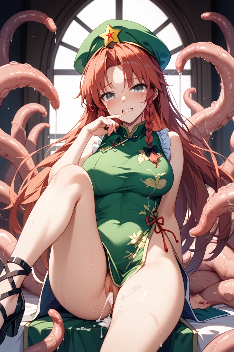 (masterpiece, highest quality:1.2), Ultra-high resolution), RAW Photos, Professional Lighting, Cinema Lighting, (1 girl), Leona, レオナ, Dragon Quest:dai no daibouken, (blonde, Long Hair, Brown eyes, string tiara, hair ornaments, bangs), (earrings, brass Circlet, choker, full nude, naked, bare bodies, knee high socks, golden bracelet), (((((ultra large natural breasts, Super huge tits, Super huge boob, Super huge cleavages))))), (trees, ivy, swamp, dark forest, deep forest, dark atmosphere), (nsfw:2.0, sweat bodies:2.0), (tentacles attack her:2.0, sex with tentacle’s monster scene:2.0, tentacles coil around her bodies:2.0, tentacles penis enter into her pussy:2.0, tentacles penis penetrate into her vagina:2.0), detailed face, detailed eyes, clear & fine eyes, standing, ultra realistic yawn and closed eyes face, ultra detailed yawn and closed eyes face, ultra realistic cry in pain face, ultra detailed cry in pain face,
