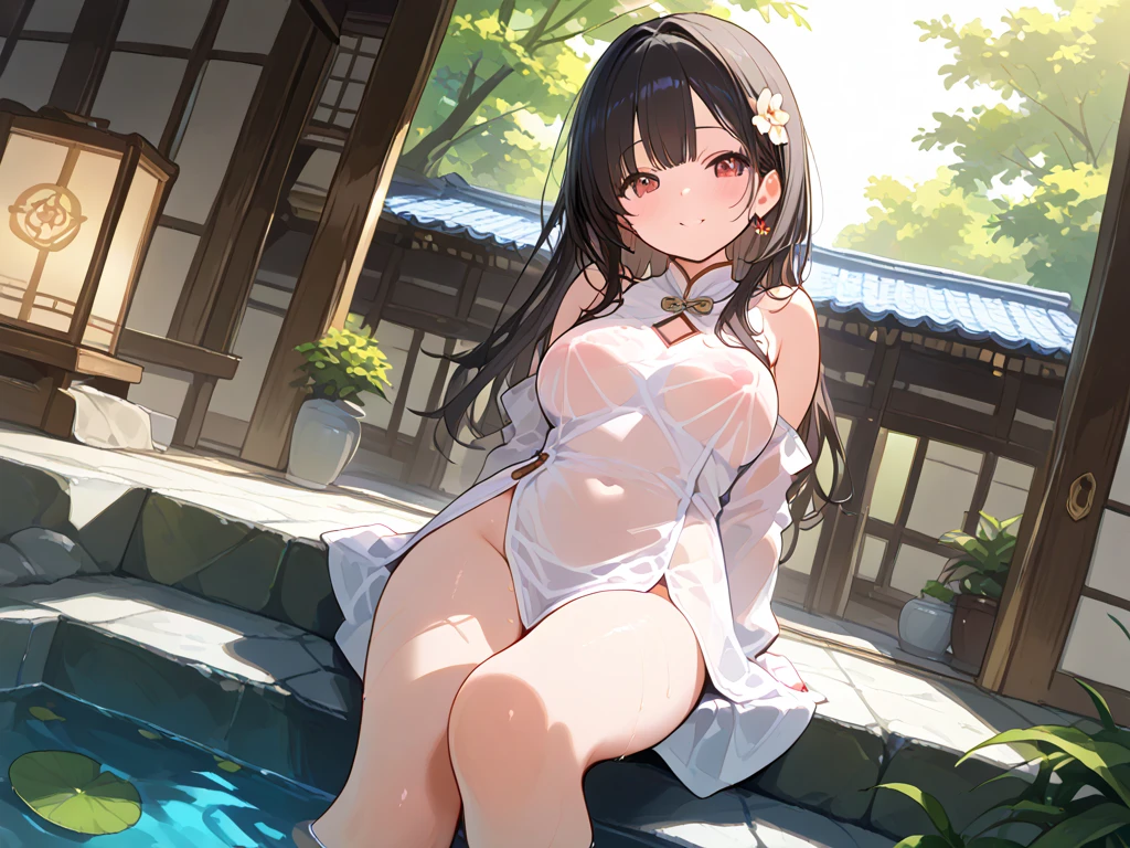 Topless girl in fundoshi crucified, crucifixion, bondage, Village street, bondage, crucifixion, slave, humiliation, nipple lactation, milk, milking, nipple stimulation, White liquid coming out of nipple, bondage, White liquid driping from nipple, full body