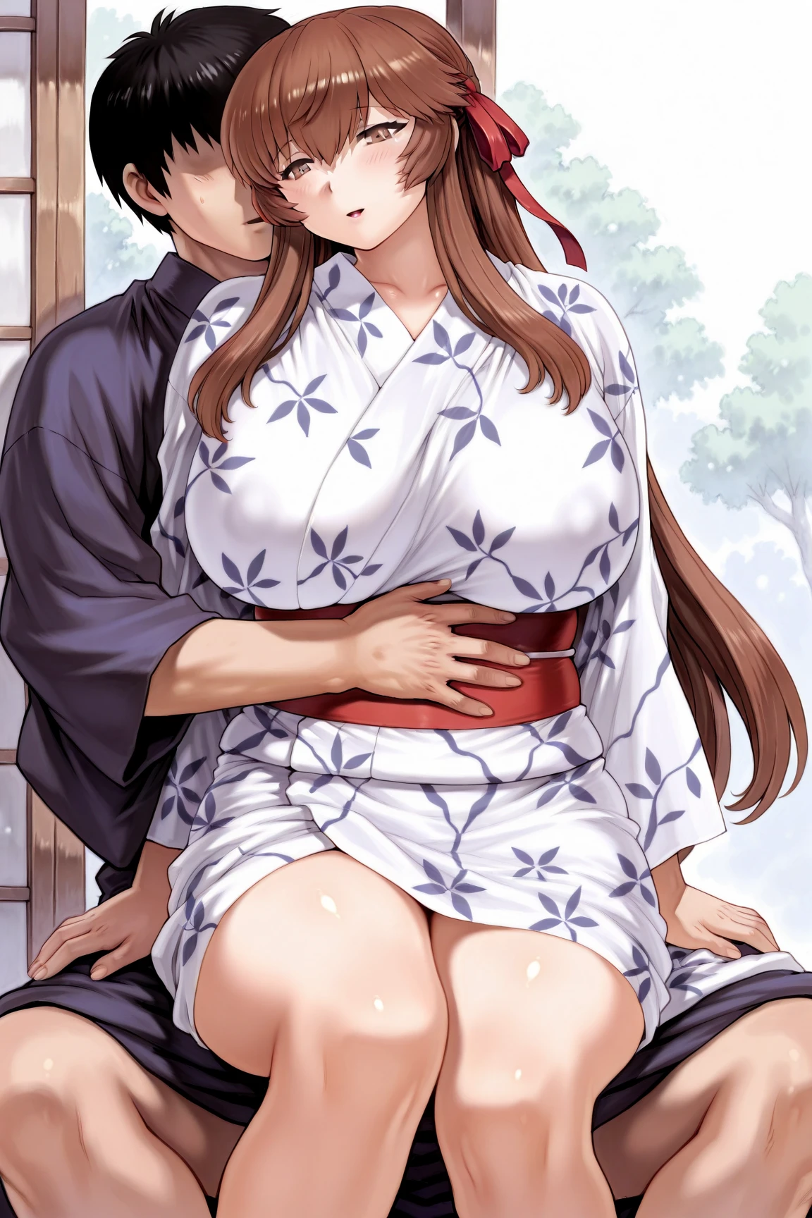 masterpiece,hentai アニメ キャラ, I'm straddling a man's crotch, Ryza having intense cowgirl sex, (((Ryza has intense vaginal sex with a man: 1.2))), favorite,Bounce and shake wildly,, 32K,Super detailed,Ultra-detailed,Big Breasts, Vibrant breasts, Short brown hair, shirt, Shorts, 赤い短パン, 白いベレー帽, Black knee socks, Ryza outfit, loungewear, {{A biological weapon that preyed on the sleeping Ryza and transformed into her appearance, Big bouncing}}, 大きく揺れる, Overall view, Town, NSFW