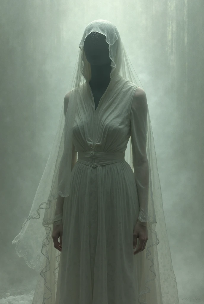 arafed woman in a white veil standing in a dark room, ghostly ghost, ghostly, ghostly figure, ghostly form, spiritual eerie creepy picture, spirits covered in drapery, cloaked woman, ghost, shrouded figure, halloween ghost under a sheet, pale young ghost girl, scary ghost, ghost room, beautiful with eerie vibes