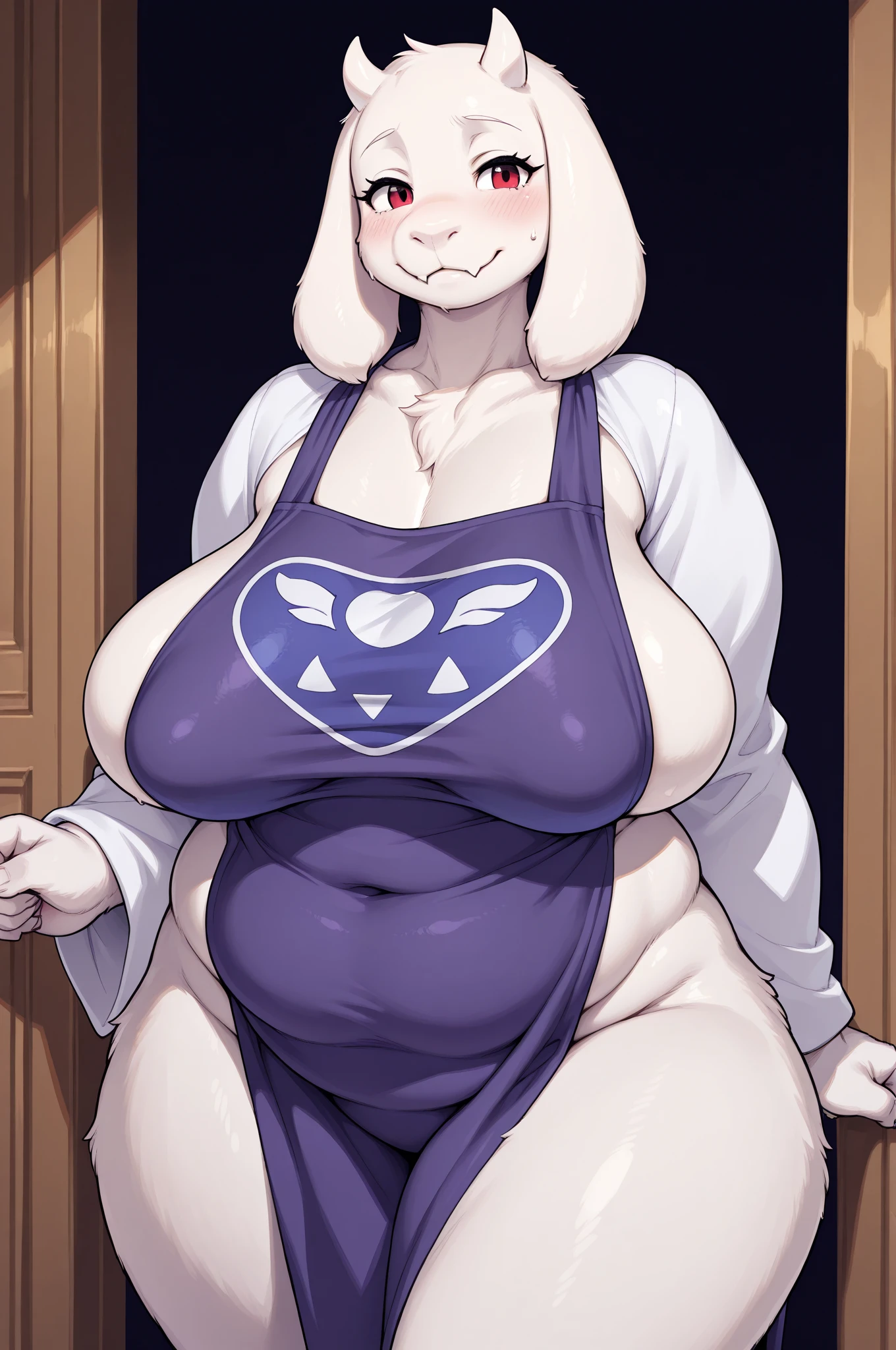 ((best quality)), ((Masterpiece)), (details), old maid, My hair started turning white.....,  purple eyes, Still beautiful, Youthful look, Age 60, big breasts, Not wearing a dress.., seductive pose, pregnant,bathroom, Have a smile,