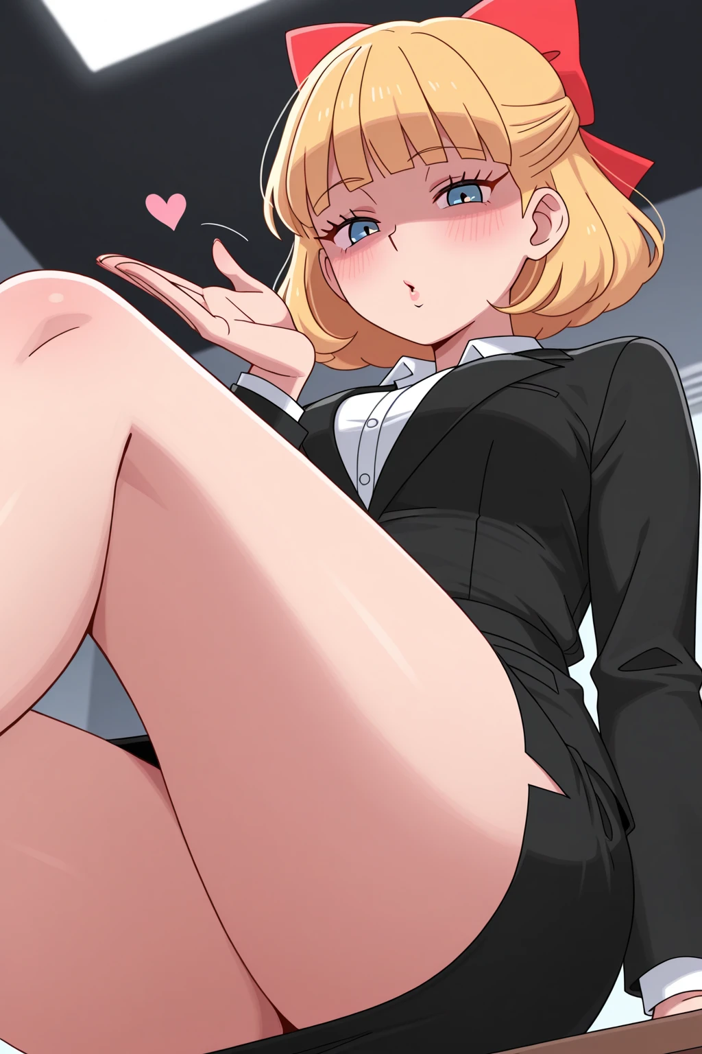 nsfw,fullbody shot,sidefellatio, 1boy, ?????, ????????, {{{masterpiece}}}, {{{best quality}}}, {{ultra-detailed}}, {illustration}, {{an extremely delicate and beautiful}},large breasts,blond_bob hair,president office, secretary,business jacket,Highly detailed face and skin texture, Detailed eyes, Double eyelid, shiny cute and large eyes, hand on another's head,