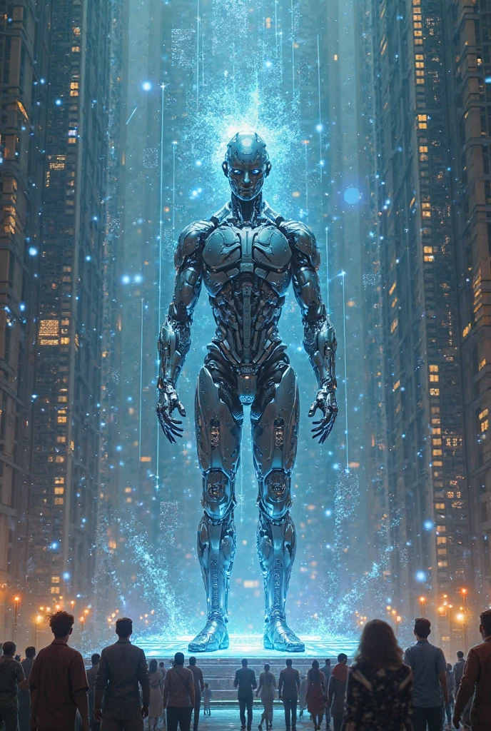 A futuristic and artistic representation of Atlas, reimagined as an AI robot, holding the Earth in the palm of his hand. This version of Atlas combines the traditional Greek mythological Titan with modern technology. He is depicted with a blend of muscular anatomy and cybernetic enhancements, showcasing both strength and advanced technology. The Earth, a beautifully detailed globe, rests on his mechanically enhanced shoulders. The background is a starry sky, symbolizing the cosmos. This image merges the essence of ancient mythology with futuristic technology, focusing on the majesty and power of Atlas as an AI cyborg, as well as the intricate beauty of the Earth.