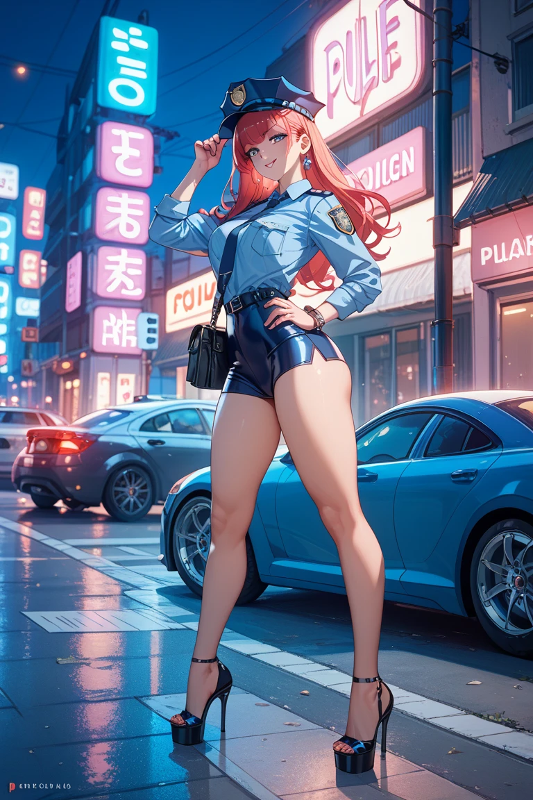 dva overwatch , thighs, full body, pink high heels, nude tits, sitting, black jeans pants, wide hips, medium tits
