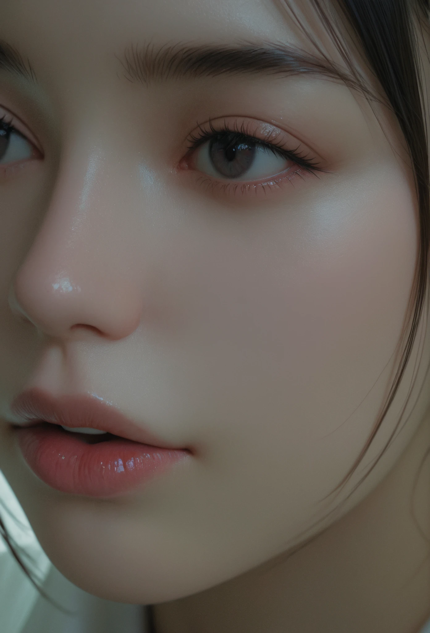 (8K, 4K, Best Quality, Highres, Ultra High Res:1.1), (Masterpiece, Realistic, Photo-Realistic:1.1), 1Girl,(Near Camera Face Filing:1.5), 19 years old, Blonde hair, Perfect Face, Makeup:1.5, Facial Light, Face Details, Nude, Short Hair, Masterpiece, Best Quality, Real, Highly Detailed, (Glossy Skin, Sweat: 1.4), Nonsense, Look at Viewers, Short Black Hair, Brown Eyes, Slender, Dynamic Light, High Resolution, Sharp Focus, Depth of Field, Detail Eyes, Sharp Pupils, Realistic Pupils, Outdoor, Sky
,