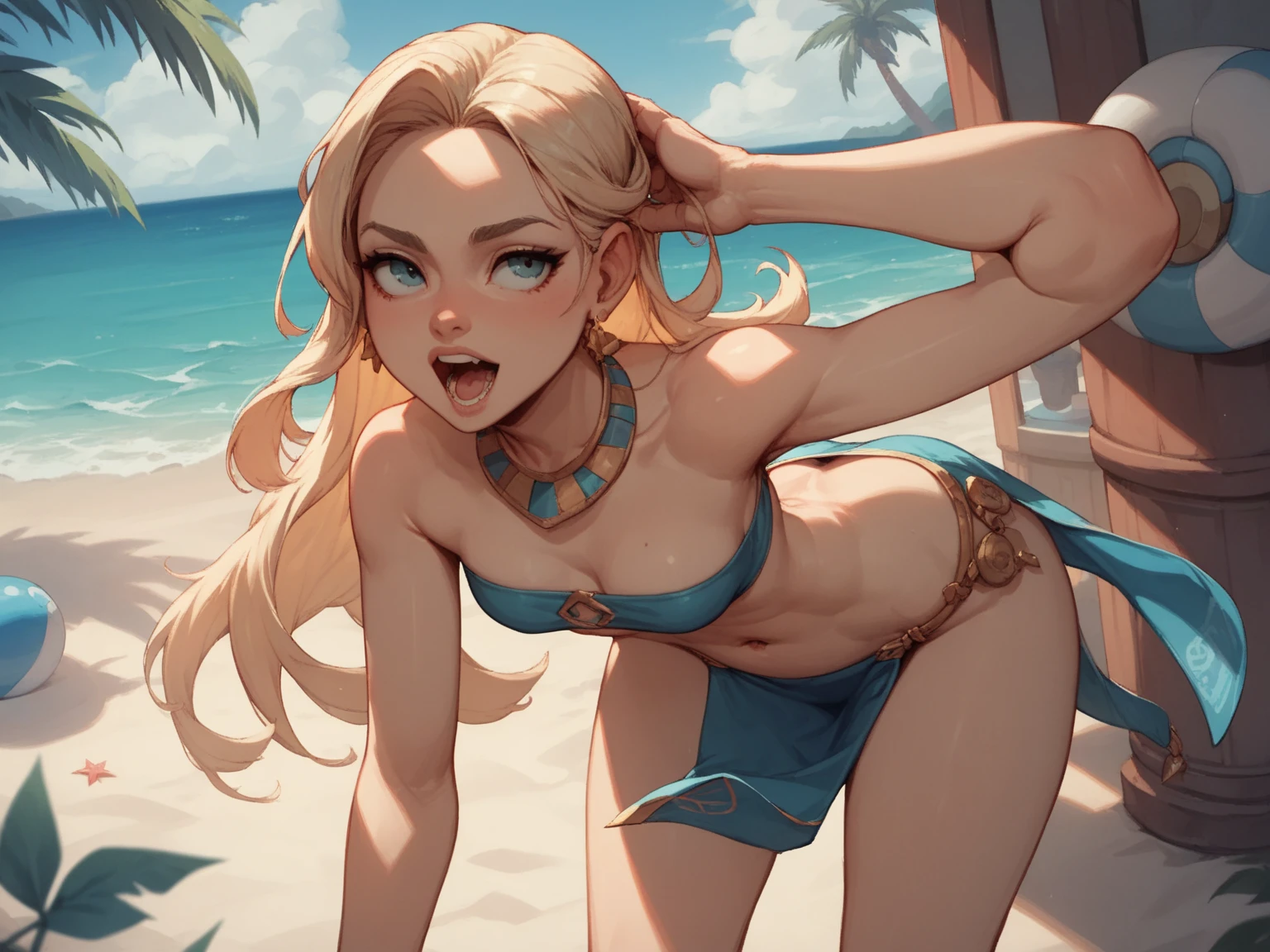 Blonde woman on beach