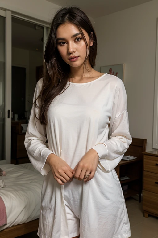 there is a woman that is standing behind a curtain, wearing white shirt, Wearing a white shirt, wearing in shirt, wearing a white blouse, wearing white cloths, Wearing white silk, wearing white clothes, wearing white robe, wearing white shirt, wearing white camisole, wearing white robe, wearing white clothes, wearing a light shirt, wearing in shirt