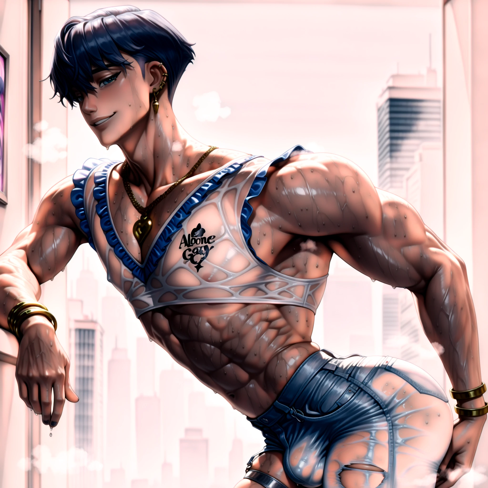 (masterpiece:1.2),Cute prison boys:1.3, huge penis:1.5, (spandex thong:1.2), his tall is shorter than others, 5 boys masturbating:1.5, cute boy, (crying out loud:1.2), , ((detailed big hard penis)), on all fours, cumming, ejaculation:1.4, orgy,