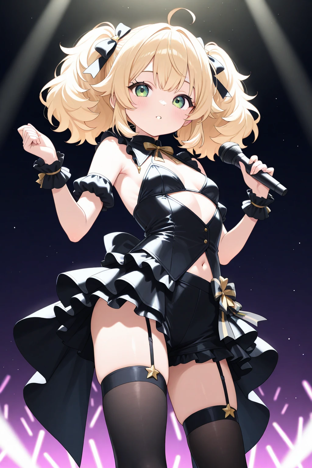 Rhythmic Gymnastics、High Kick、Lacy black underwear、(Dynamic Low Angle)、Off the shoulder、Oversized blouse、Slit Skirt、Over-the-top、#quality(8k,Very detailed CG unit wallpaper, masterpiece,High resolution,top-quality,top-quality real texture skin,Surreal,Increase the resolution,highest quality,Very detailed,NSFW Wallpapers,Cinematic,Golden Ratio), break ,(girl、naked、nude、Pussy、Nipples、Sexy pose),#1 Girl(Black Hair、Braiding、ponytail,whole body),#background(night,Starry Sky,Townscape ),From the other side