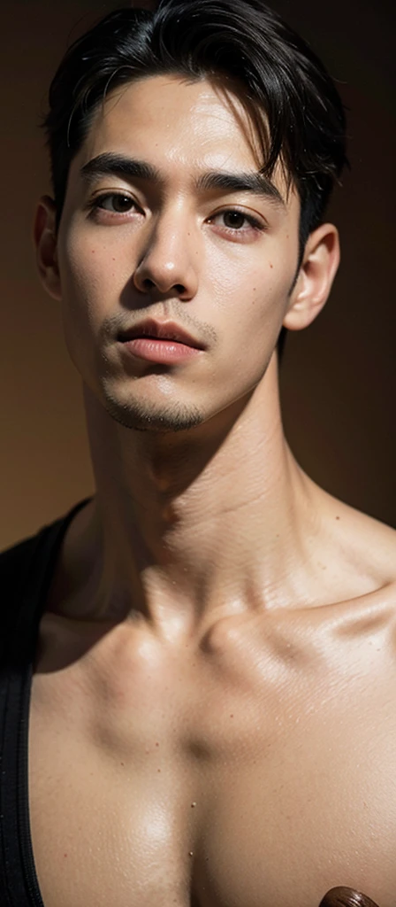 ((masterpiece)), ((Highest quality)), (Portrait of a beautiful boy), Eye for perfect detail, Face in perfect detail, Very elaborate nose, Open your mouth, Perfect Teeth, Charm, Perfect Face, Dimples on cheeks, Depth of written boundary, High resolution, ((Real skin texture)), (Well-proportioned hands), Thin lips, Completely naked, Thin armpit hair, Big and elaborate penis, Unbranched penis, Perfect penis, Testicles are visible, Thin pubic hair
